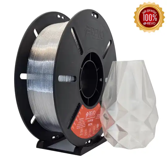 REVO Hyper PETG Şeffaf Natural filament ve baskı örneği