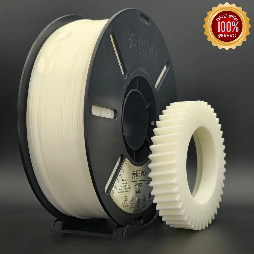 REVO Hyper ABS Natural filament ve dişli baskı örneği