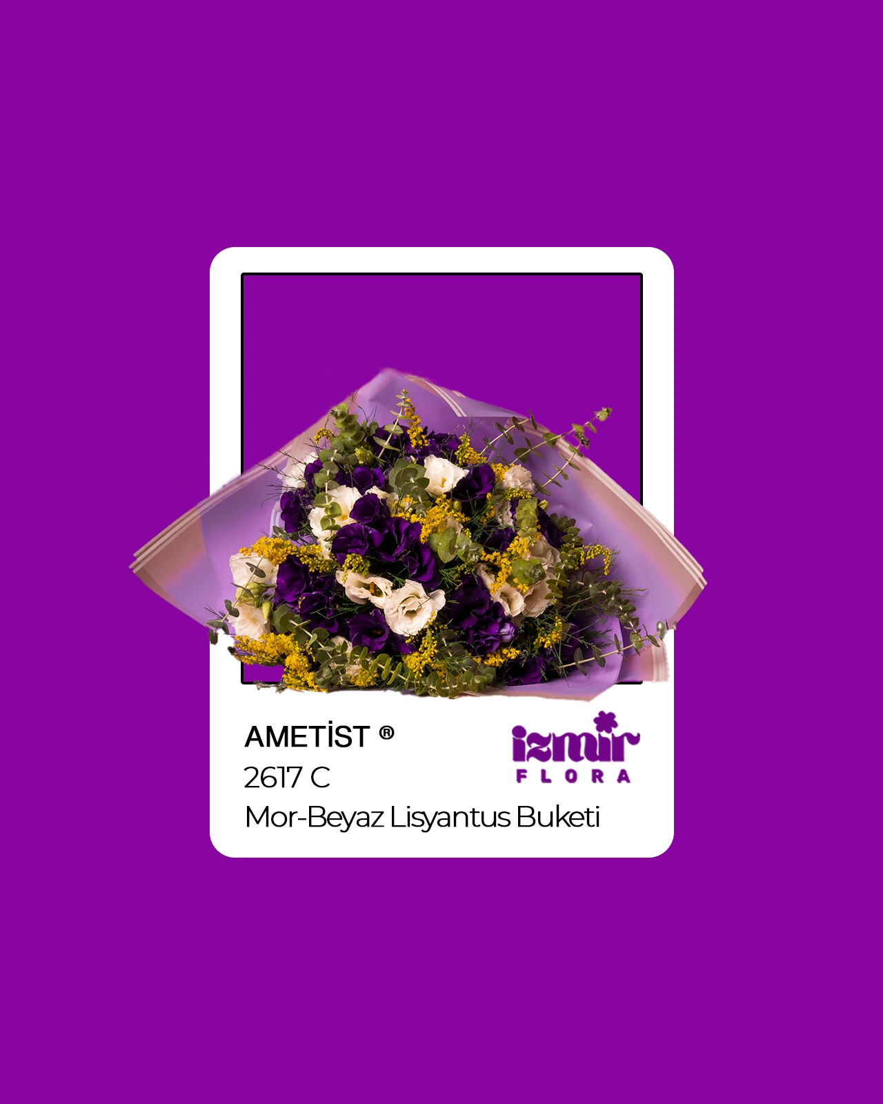 Ametist - Mor-Beyaz Lisyantus Buketi