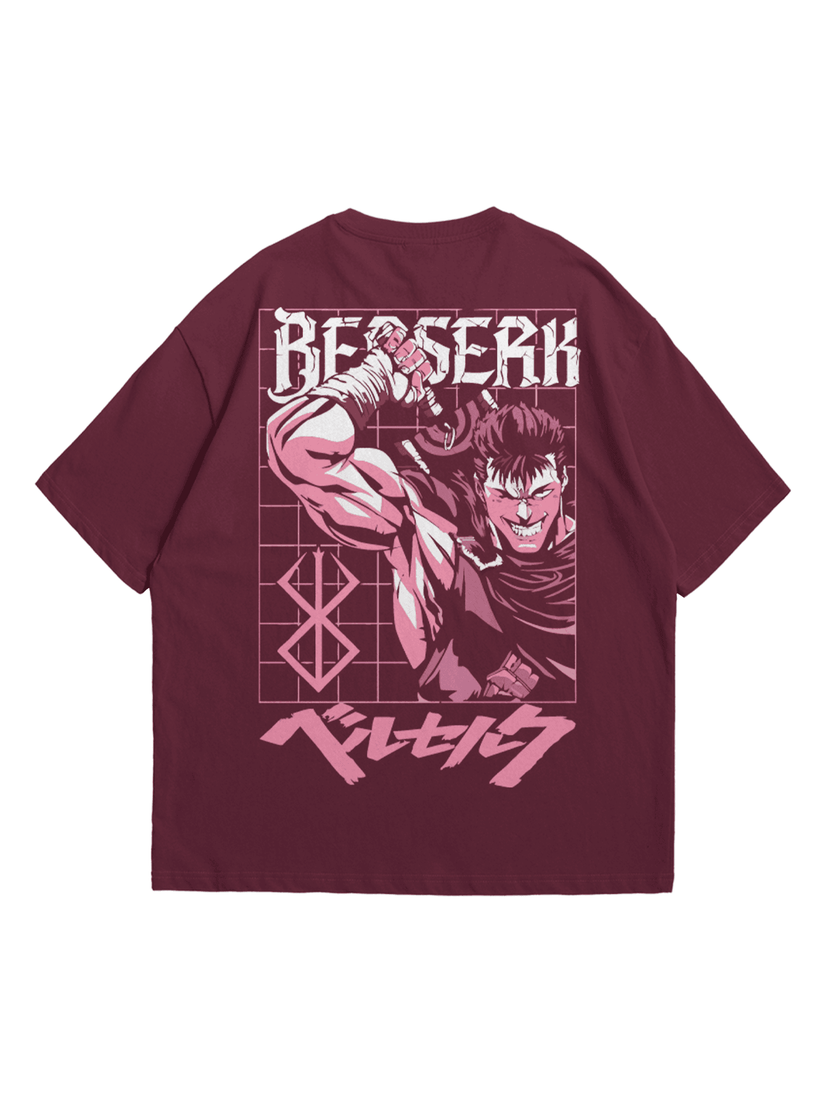 Mürdüm Muscle Berserk Anime Baskılı Oversize Bisiklet Yaka Kısa Kollu T-Shirt