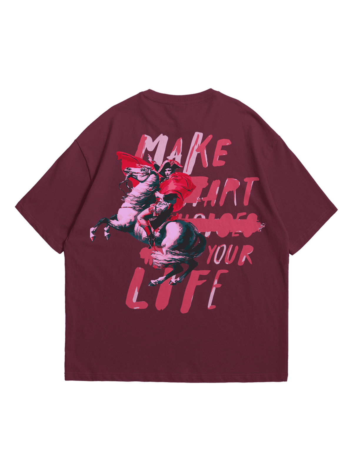 Mürdüm Napolyon Baskılı Oversize Bisiklet Yaka Kısa Kollu T-Shirt