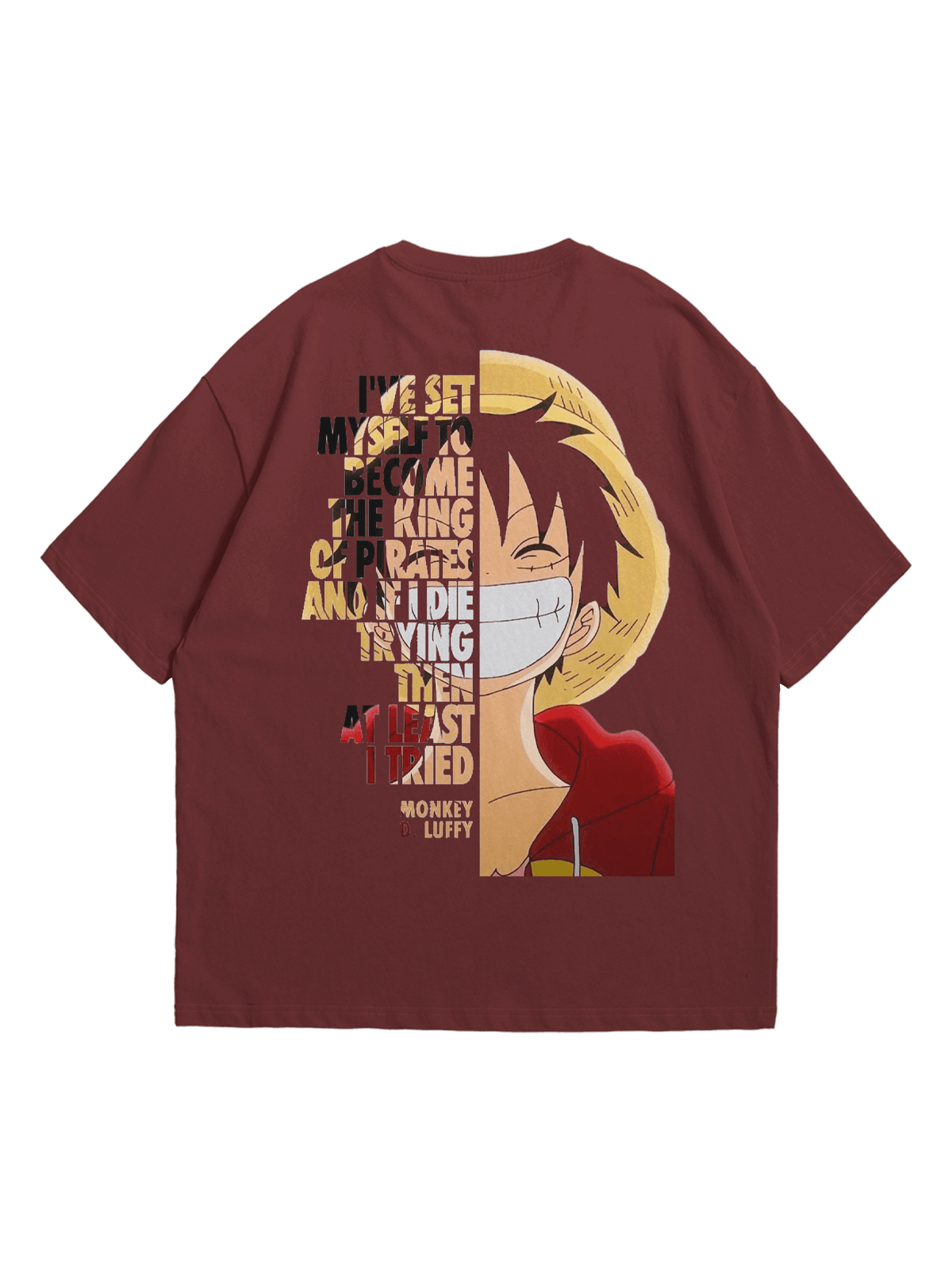 Kiremit One Piece Yarı Anime Baskılı Oversize Bisiklet Yaka Kısa Kollu T-Shirt