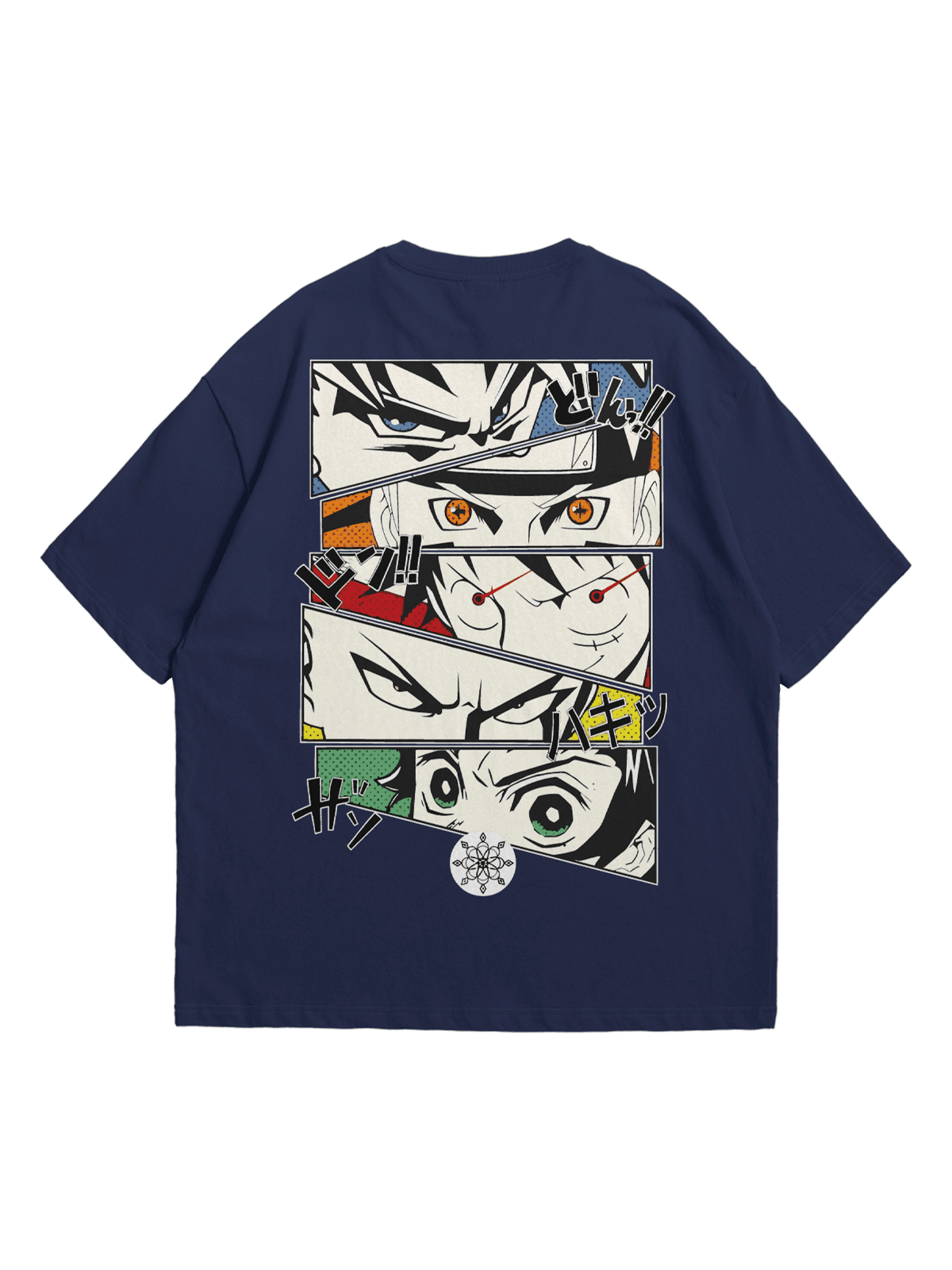 Koyu İndigo My Hero Academia Anime Baskılı Oversize Bisiklet Yaka Kısa Kollu T-Shirt