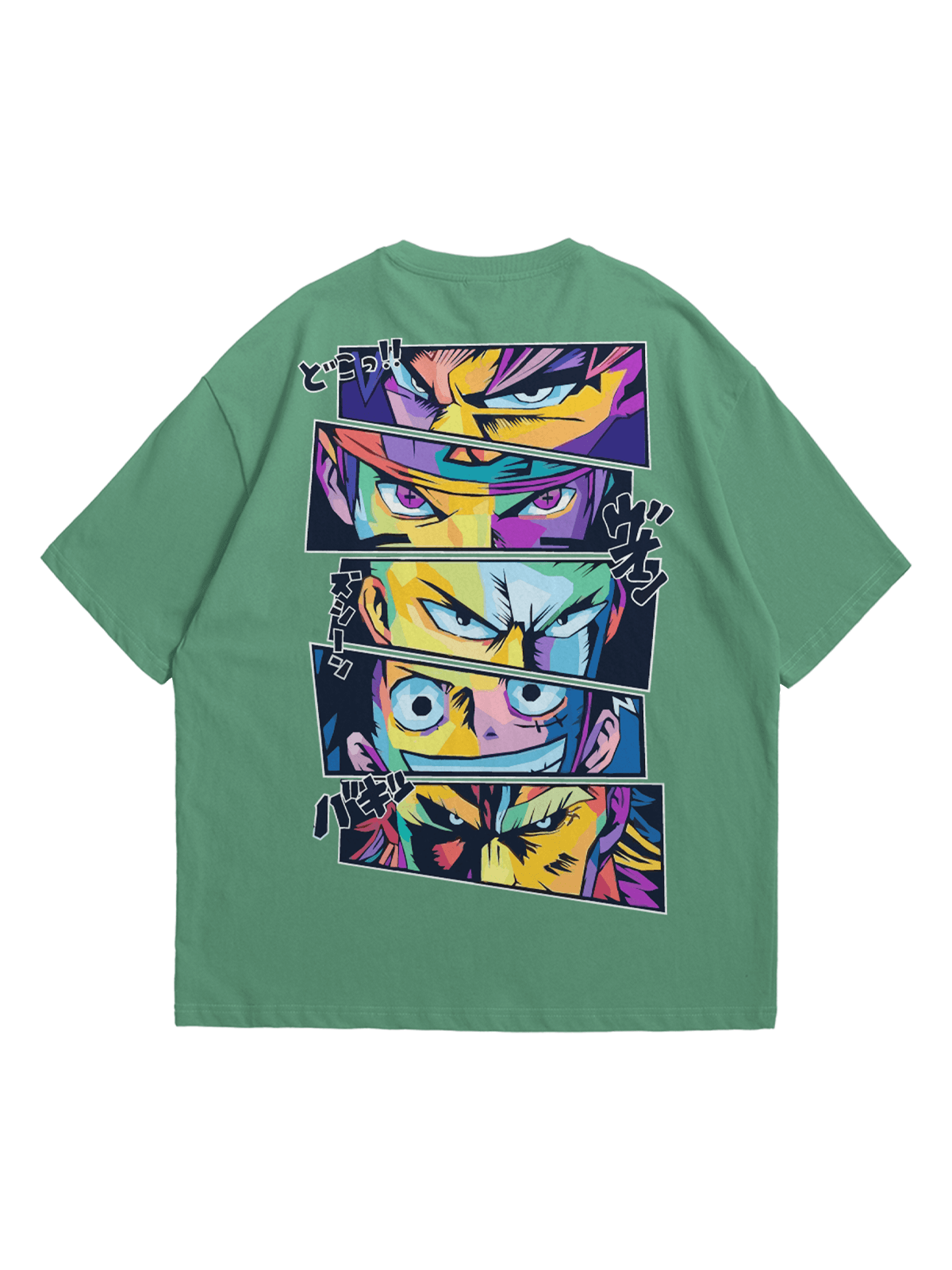Çağla 5'li Anime Baskılı Oversize Bisiklet Yaka Kısa Kollu T-Shirt