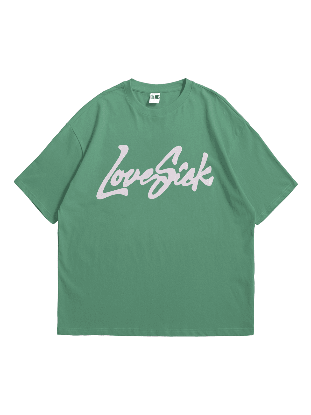 Çağla Lovesick Baskılı Oversize Bisiklet Yaka Kısa Kollu T-Shirt