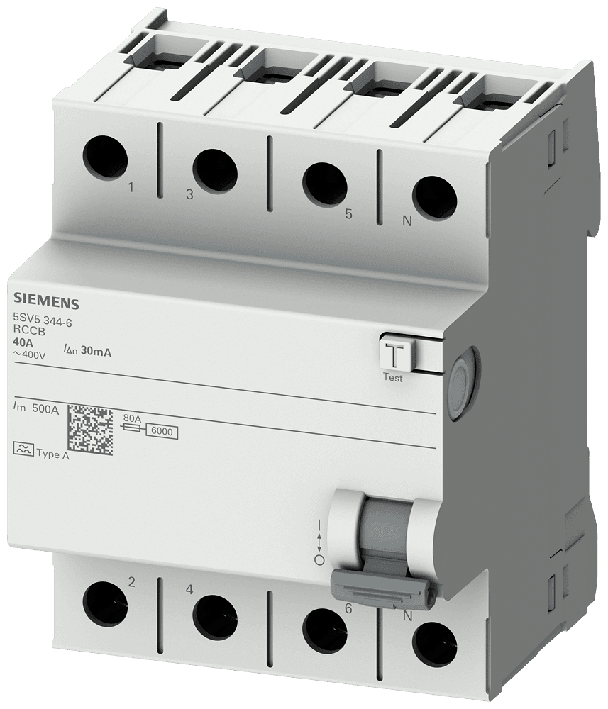 SIEMENS - 5SV5342-6 25A, 30mA, 4 KUTUP, TRİFAZE A TİPİ KAÇAK AKIM KORUMA RÖLESİ