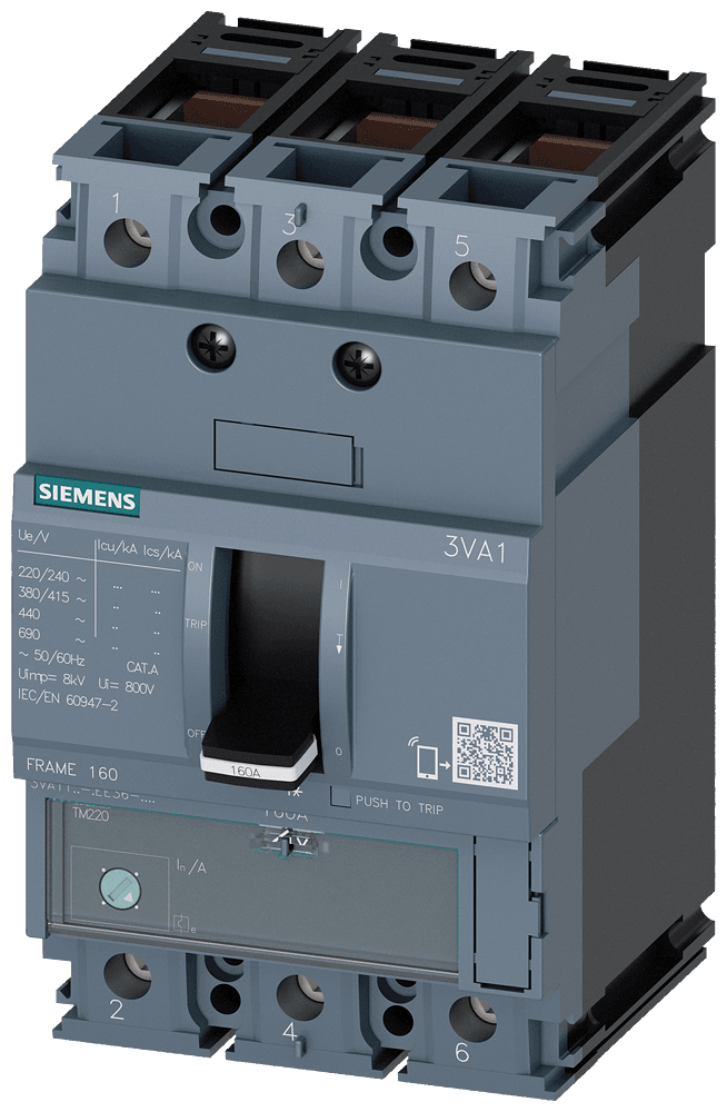 SIEMENS - 3VA1112-4EE36-0AA0 3KUTUP, 36kA, 88-125A TM220 KOMPAKT GÜÇ ŞALTERİ