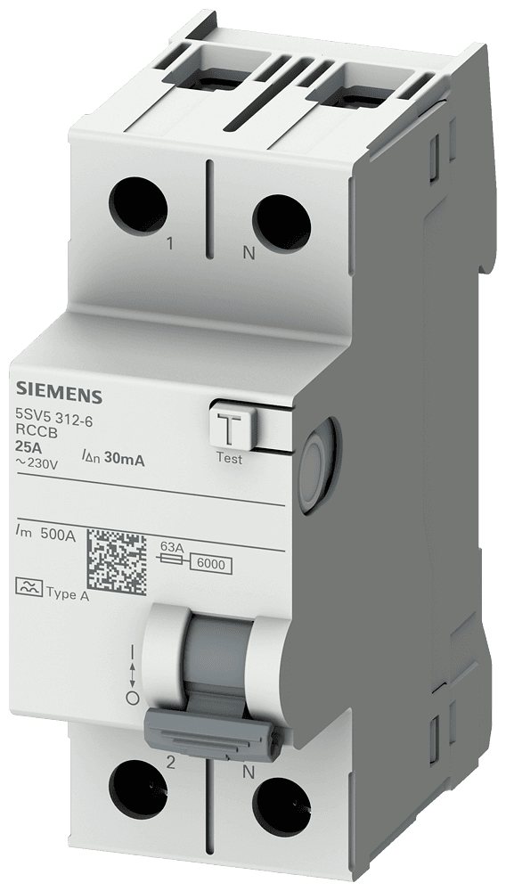 SİEMENS - 5SV5614-6 40A, 300mA, 2 KUTUP, 230V MONOFAZE A TİPİ KAÇAK AKIM KORUMA RÖLESİ