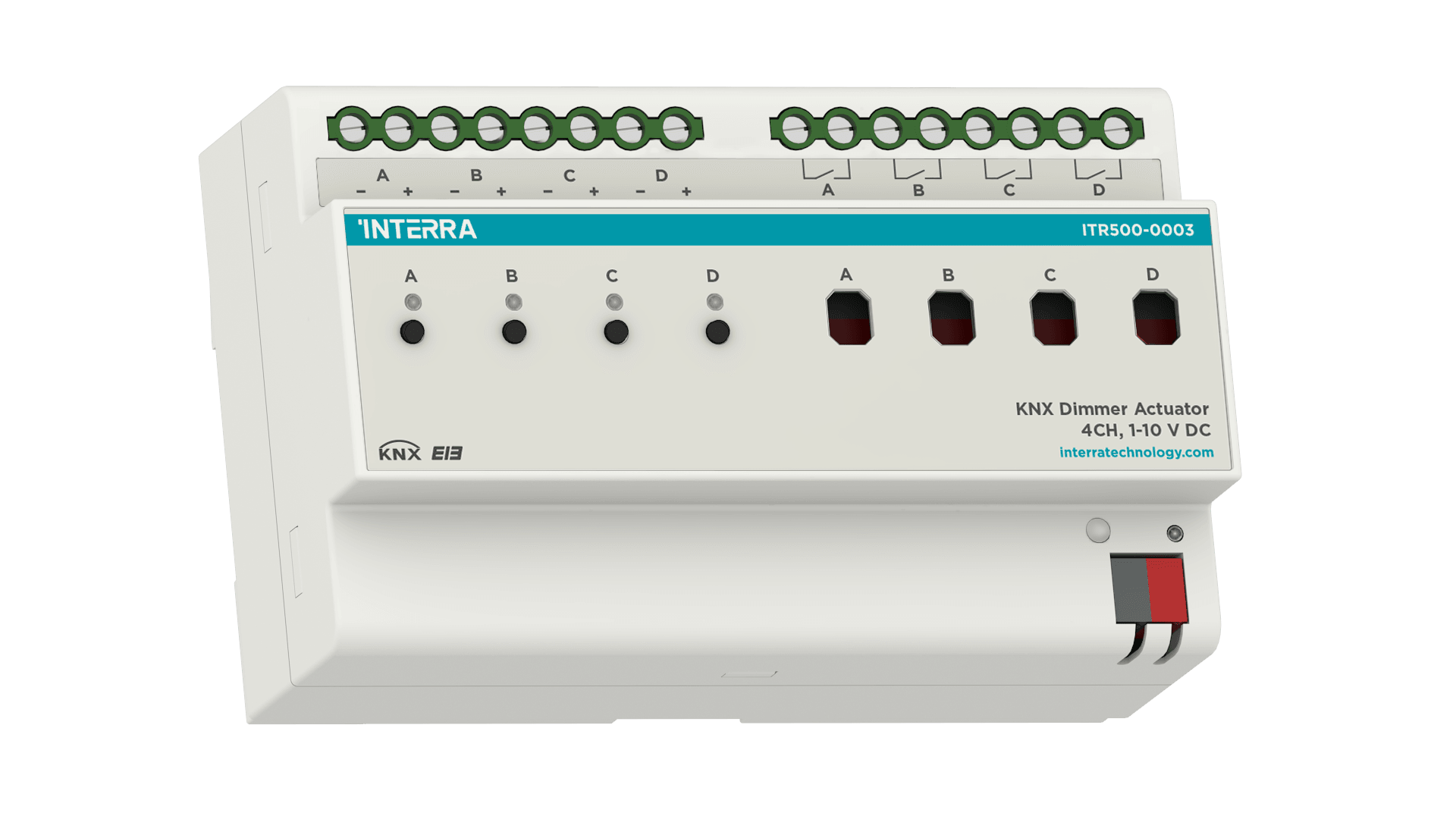 Interra - ITR500-0003 KNX Ballast Controller - 4 Channel 16A (0/1-10V DC)