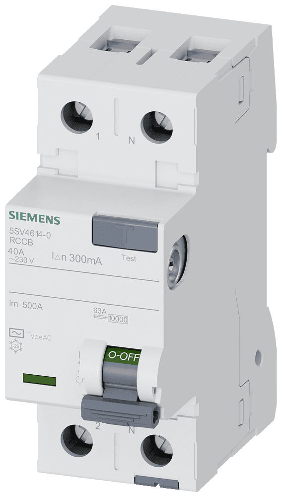 SIEMENS - 5SV4614-0 40A, 300mA, 2 KUTUP, 230V MONOFAZE AC TİPİ KAÇAK AKIM KORUMA RÖLESİ