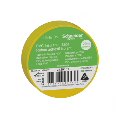 SCHNEIDER ELECTRIC 2420101 19MMx20MT SARI PVC İZOLE ELEKTRİK BANDI