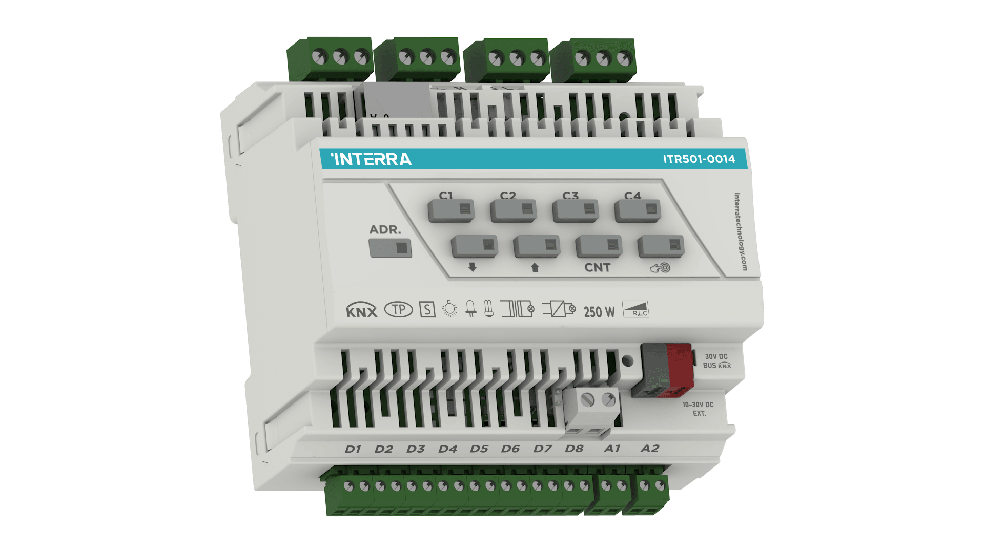 Interra - ITR501-0014 KNX Universal Dimmer Actuator - 4 Channel  (w/ 8 Digital, 2 Analog Input)