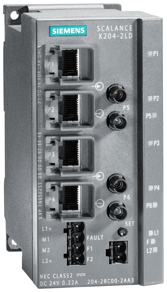 SİEMENS-6GK5204-2BC10-2AA3 / Scalance X204-2LD 4xRJ45+2xBOFC Port Managed (5N2)