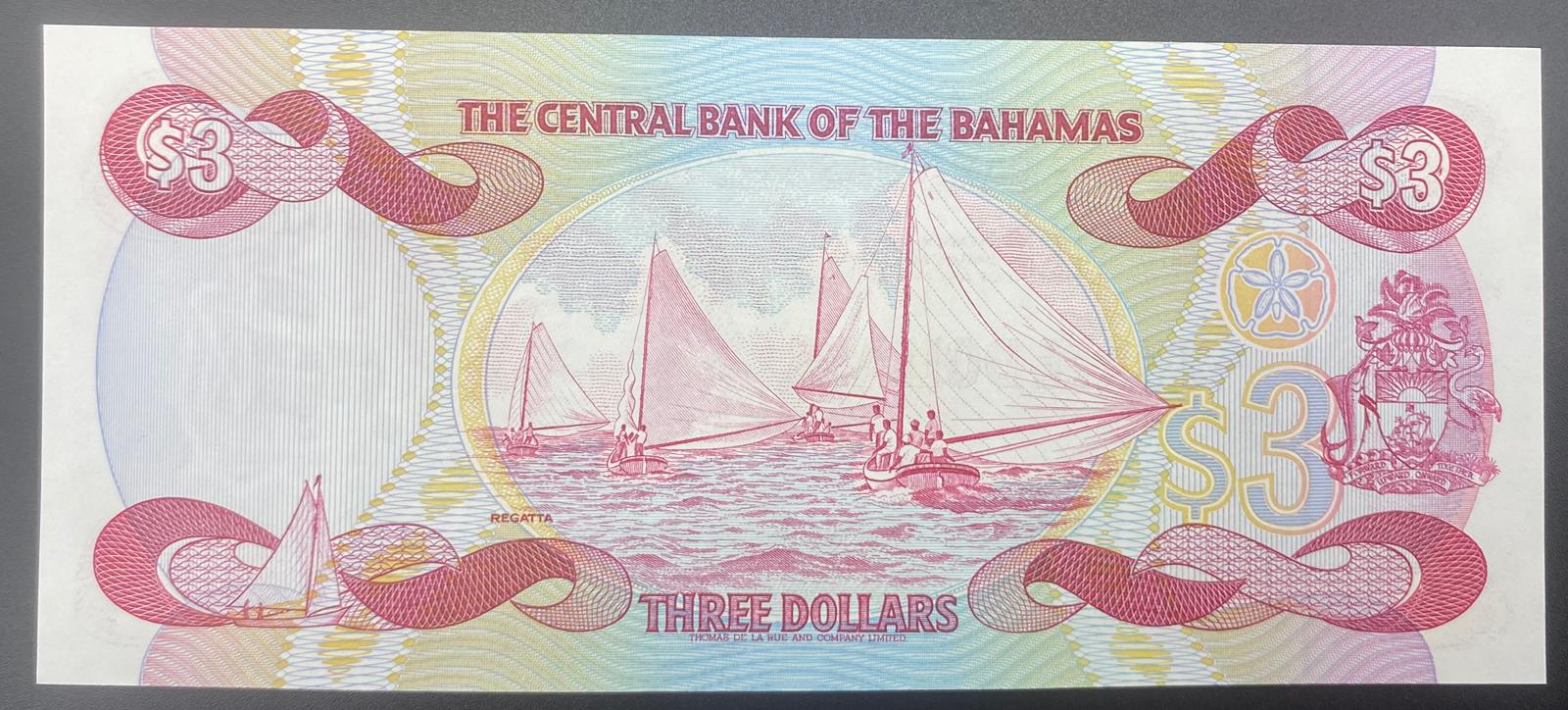 BAHAMALAR   3   DOLAR  1980 LER SERİSİ A SERİ