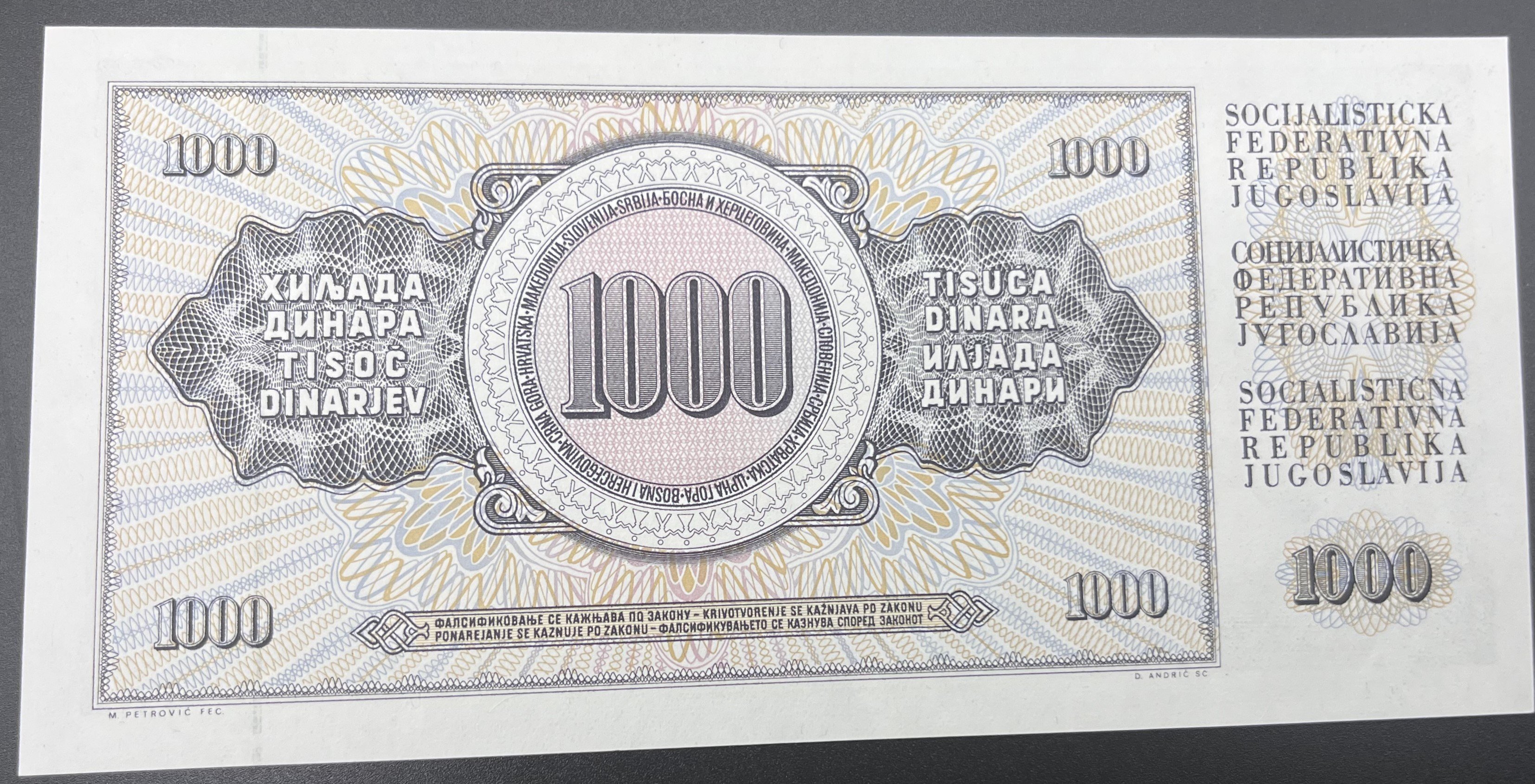 YUGOSLAVYA>1,000.00>DİNAR