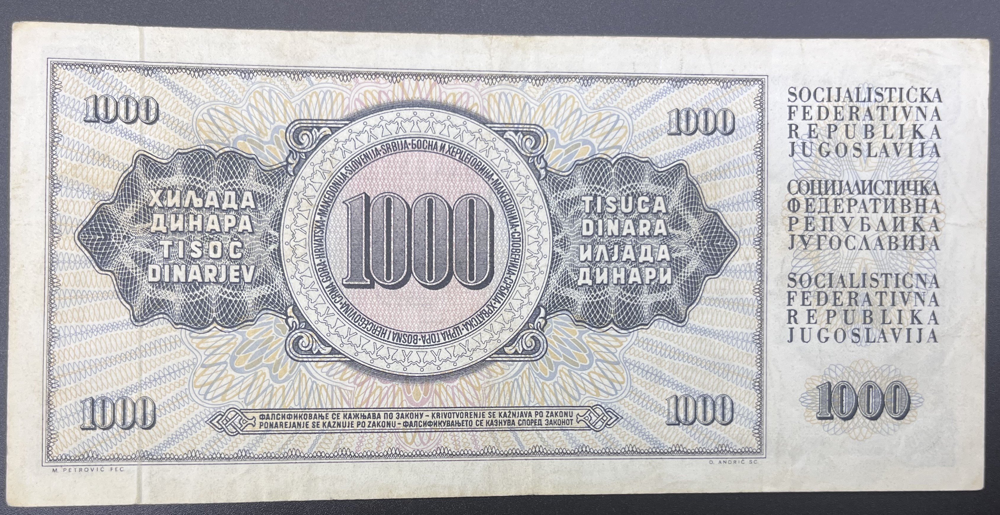 YUGOSLAVYA>1,000.00>DİNAR