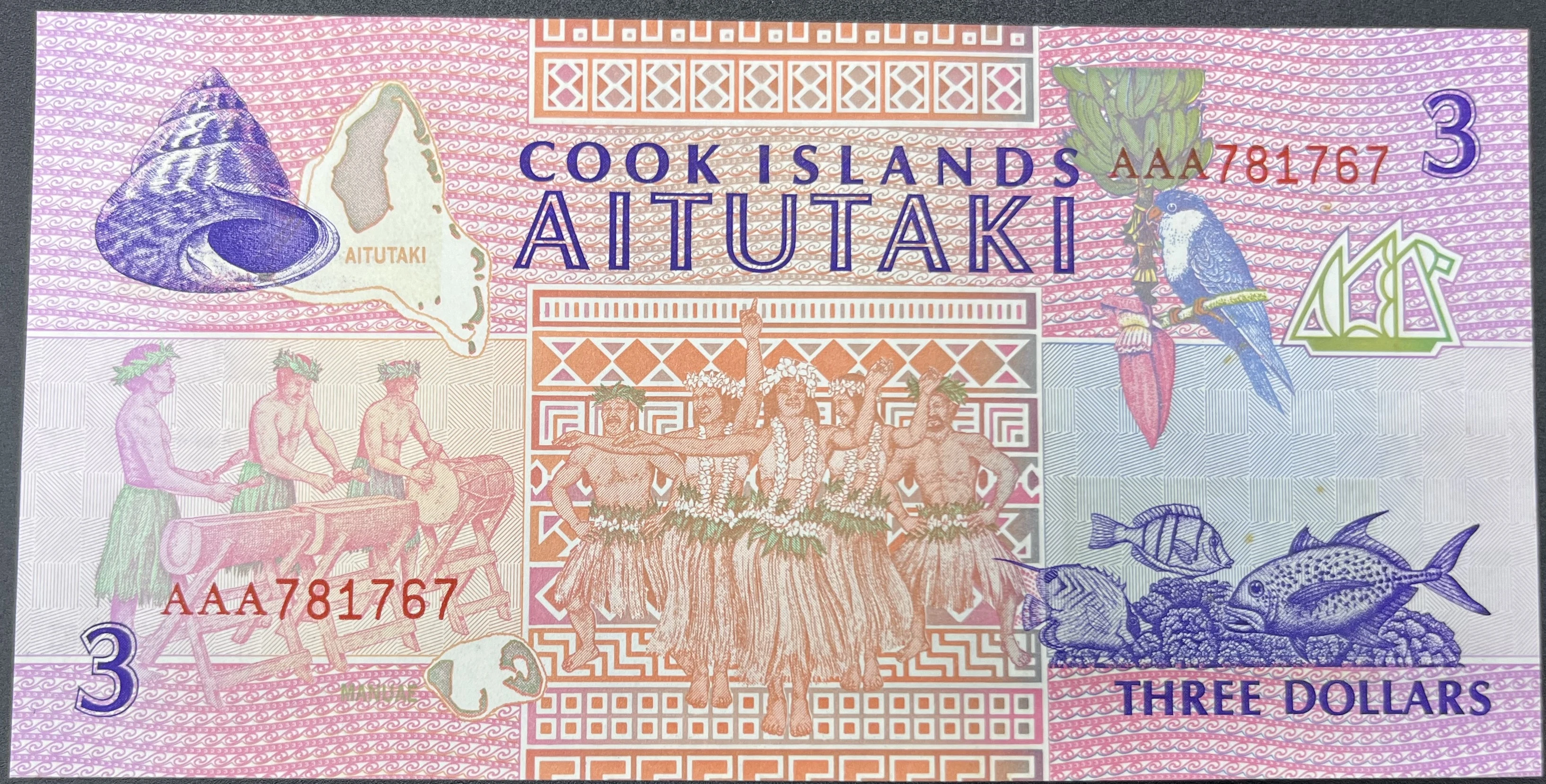 COOK İSLAND  3  DOLAR  (1987)-ÇİL