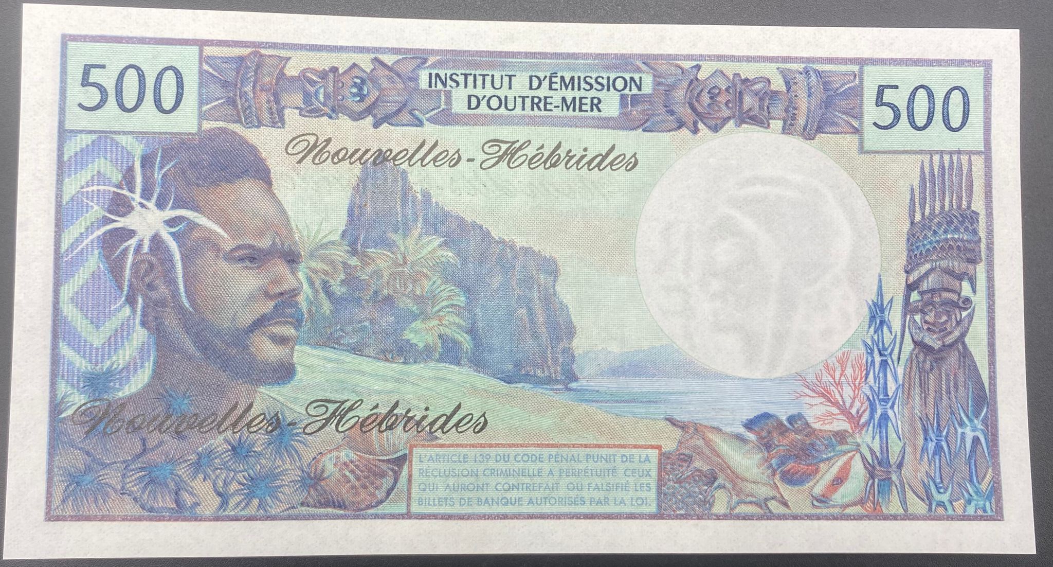 NOULES-HEBRİDES (BUGÜN Kİ ADI VANUATU) -500 FRANK  -1965-ÇİL