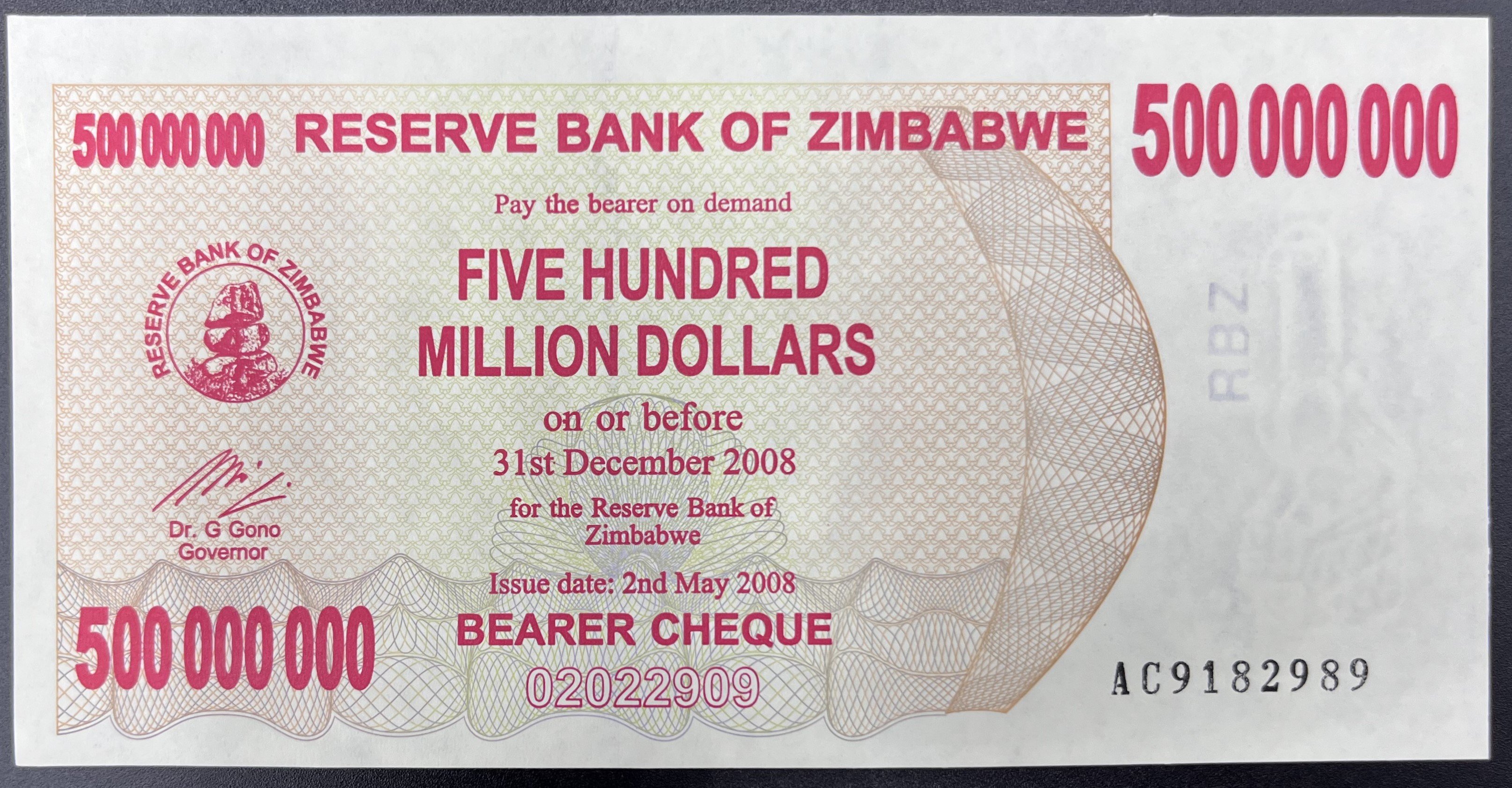 ZİMBAWE>500,000,000.00>DOLAR