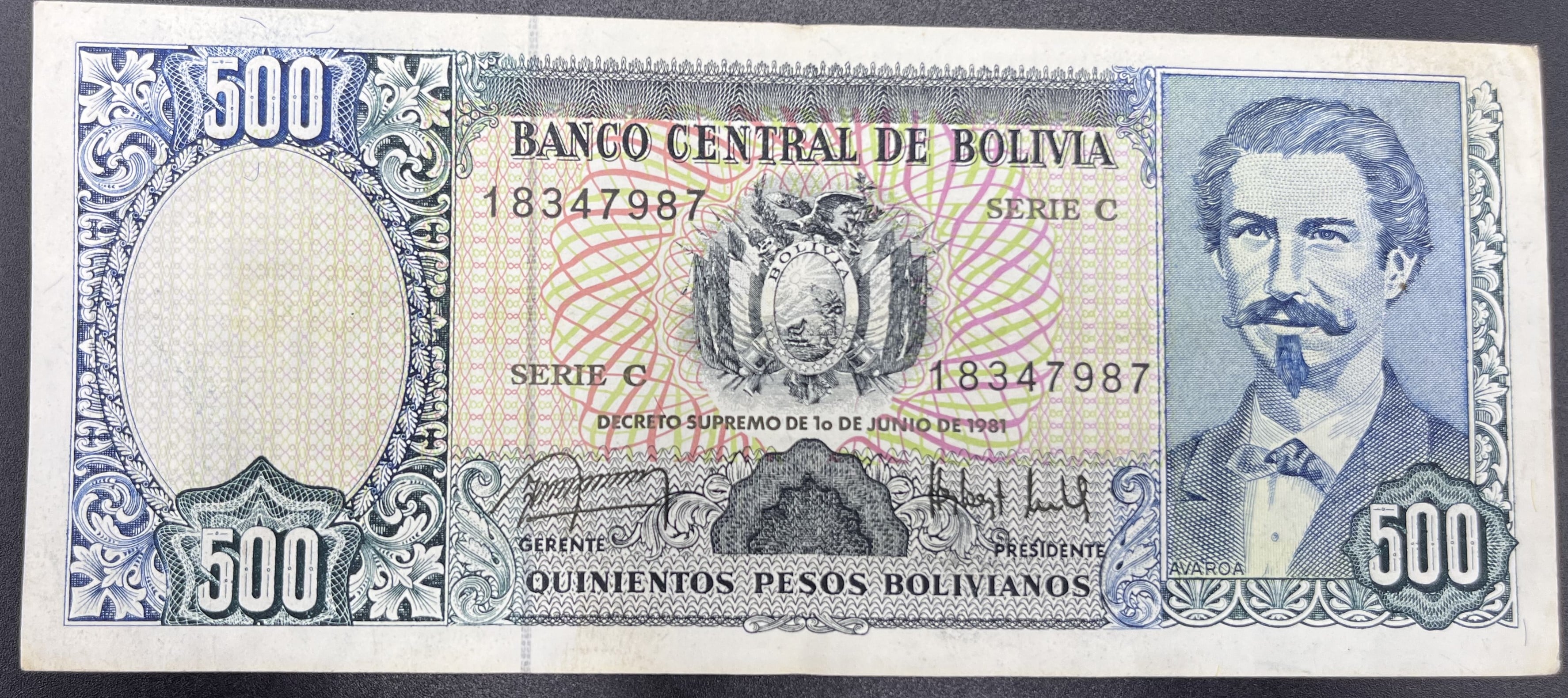 BOLİVYA>500.00>BOLİVAR