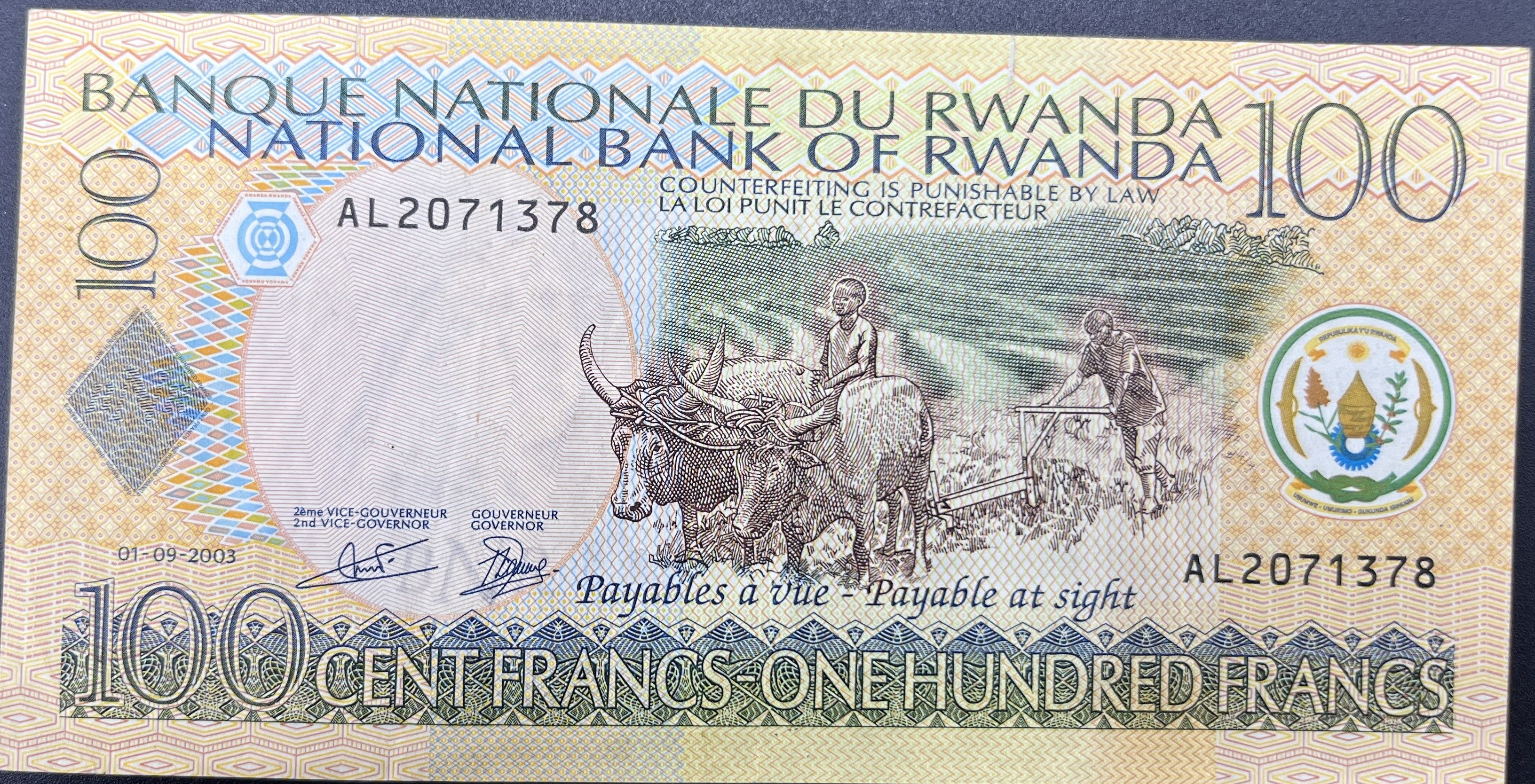 RUWANDA>100.00>FRANK