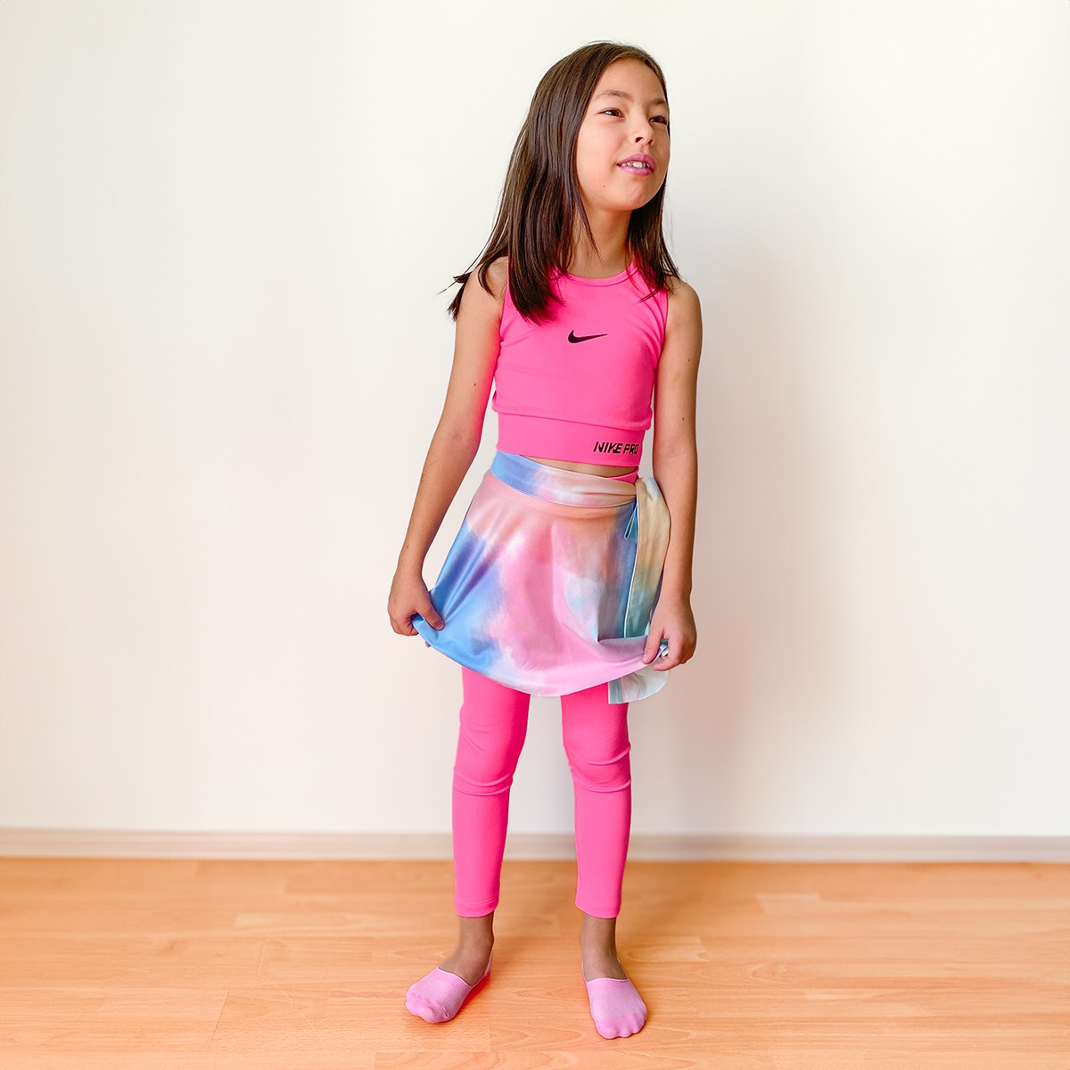 Etekli Taytlı Takım-Pembe (3'lü Set) - TieDye