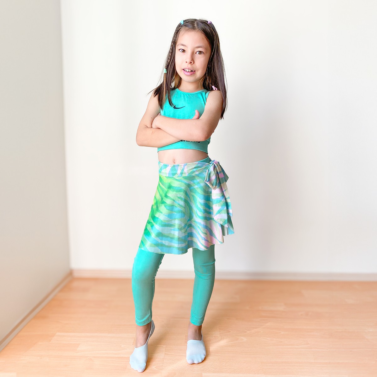 Etekli Taytlı Takım-Mint (3'lü Set) - Zebra