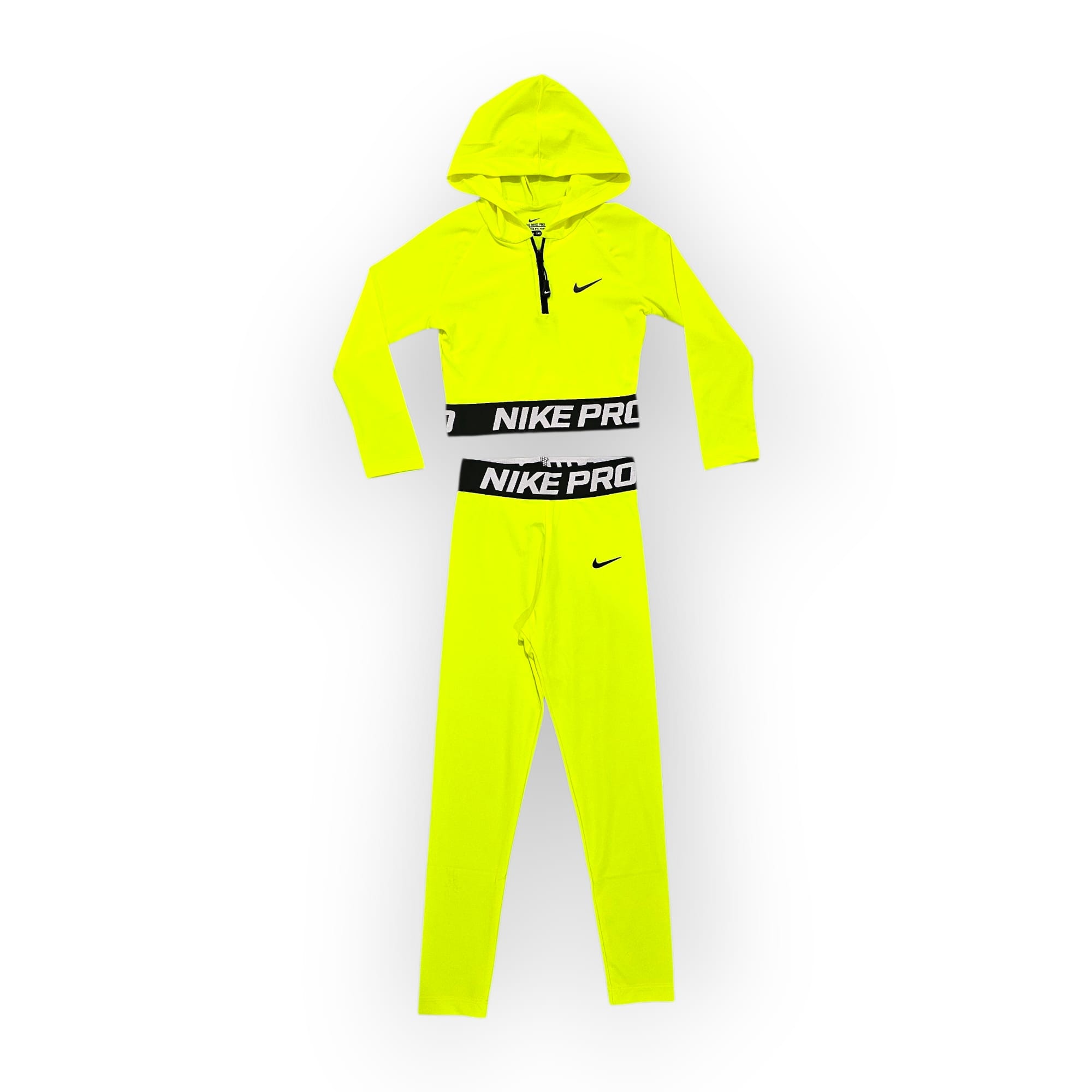 Dalgıç Uzun Kollu-Taytlı Crop Takım-Neon Sarı