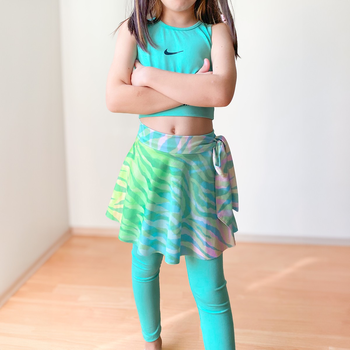 Etekli Taytlı Takım-Mint (3'lü Set) - Zebra