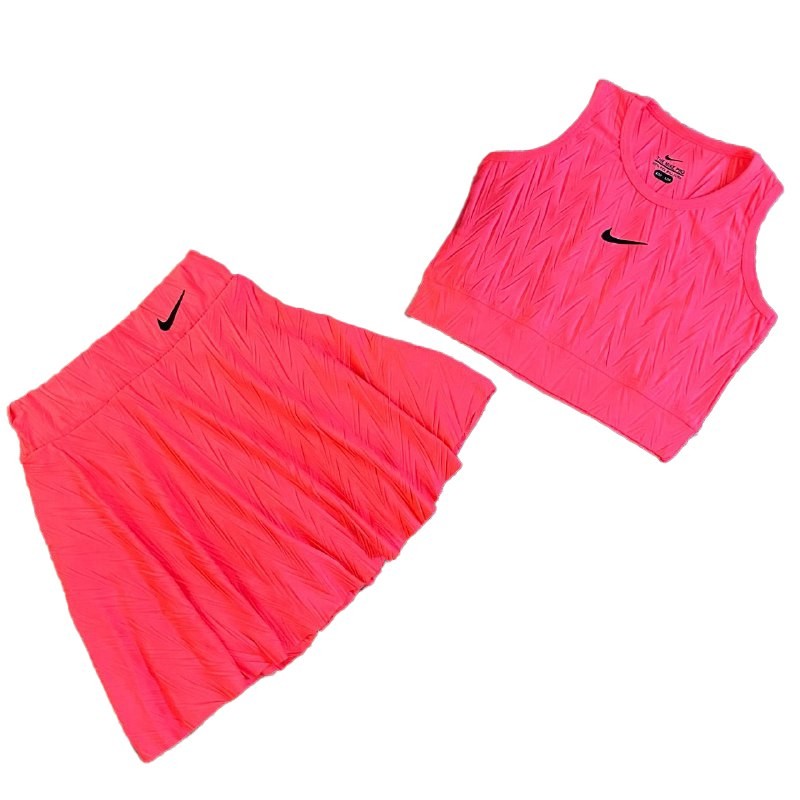 Volan-Şort Etekli Crop Takım-Neon Pembe