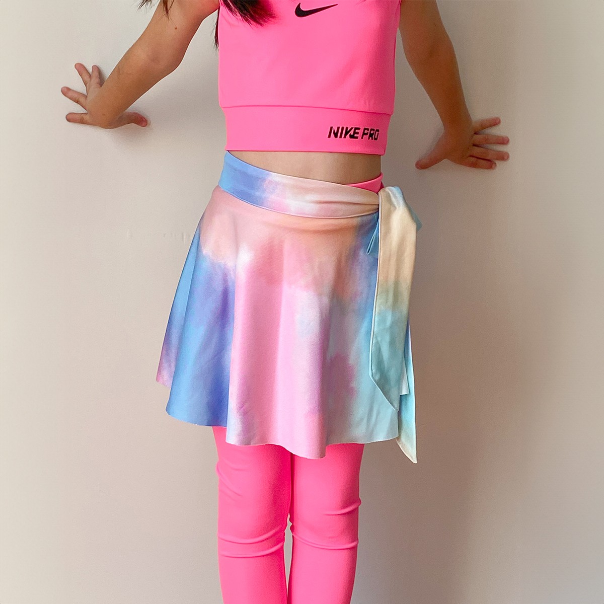 Etekli Taytlı Takım-Pembe (3'lü Set) - TieDye