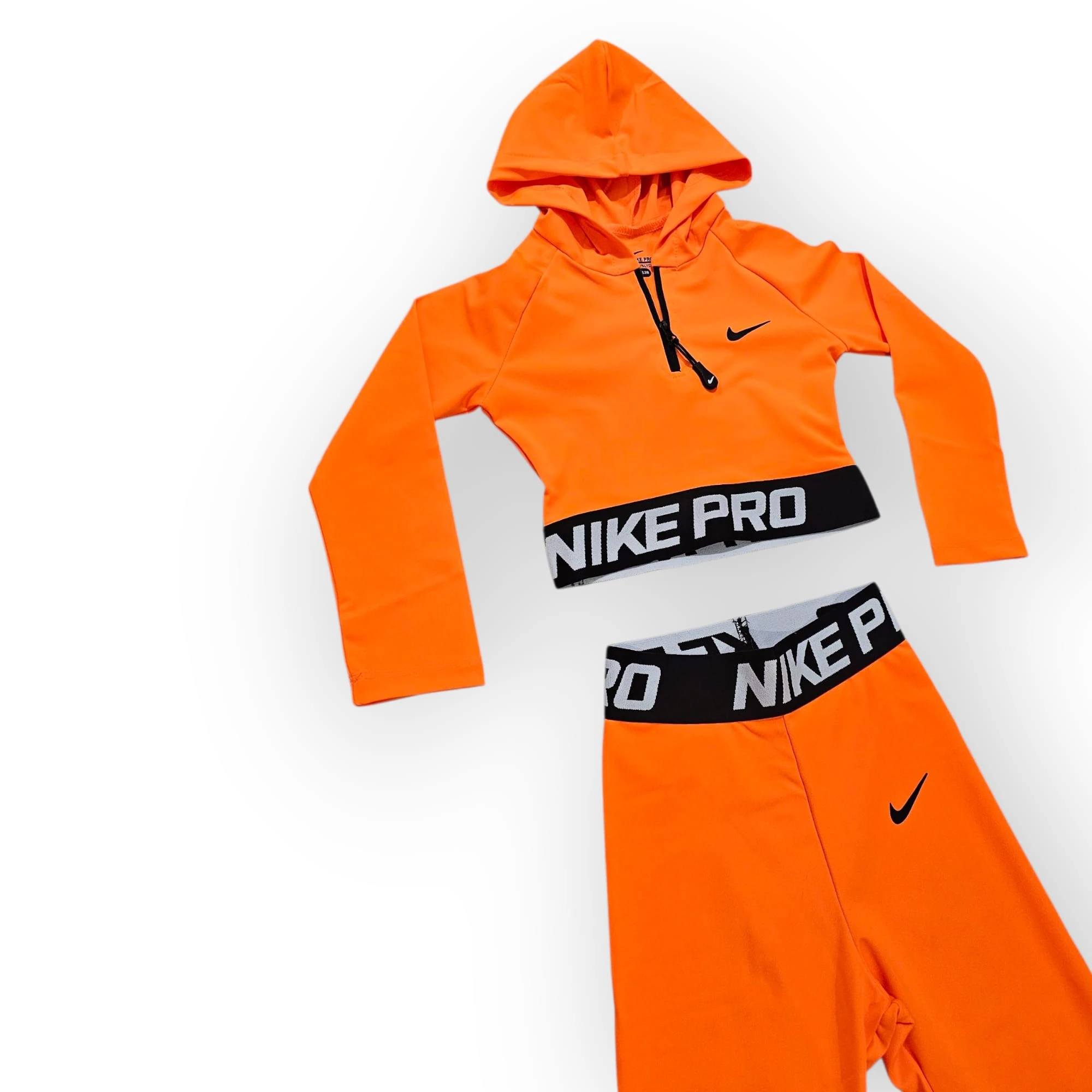 Dalgıç Uzun Kollu-Taytlı Crop Takım-Neon Turuncu