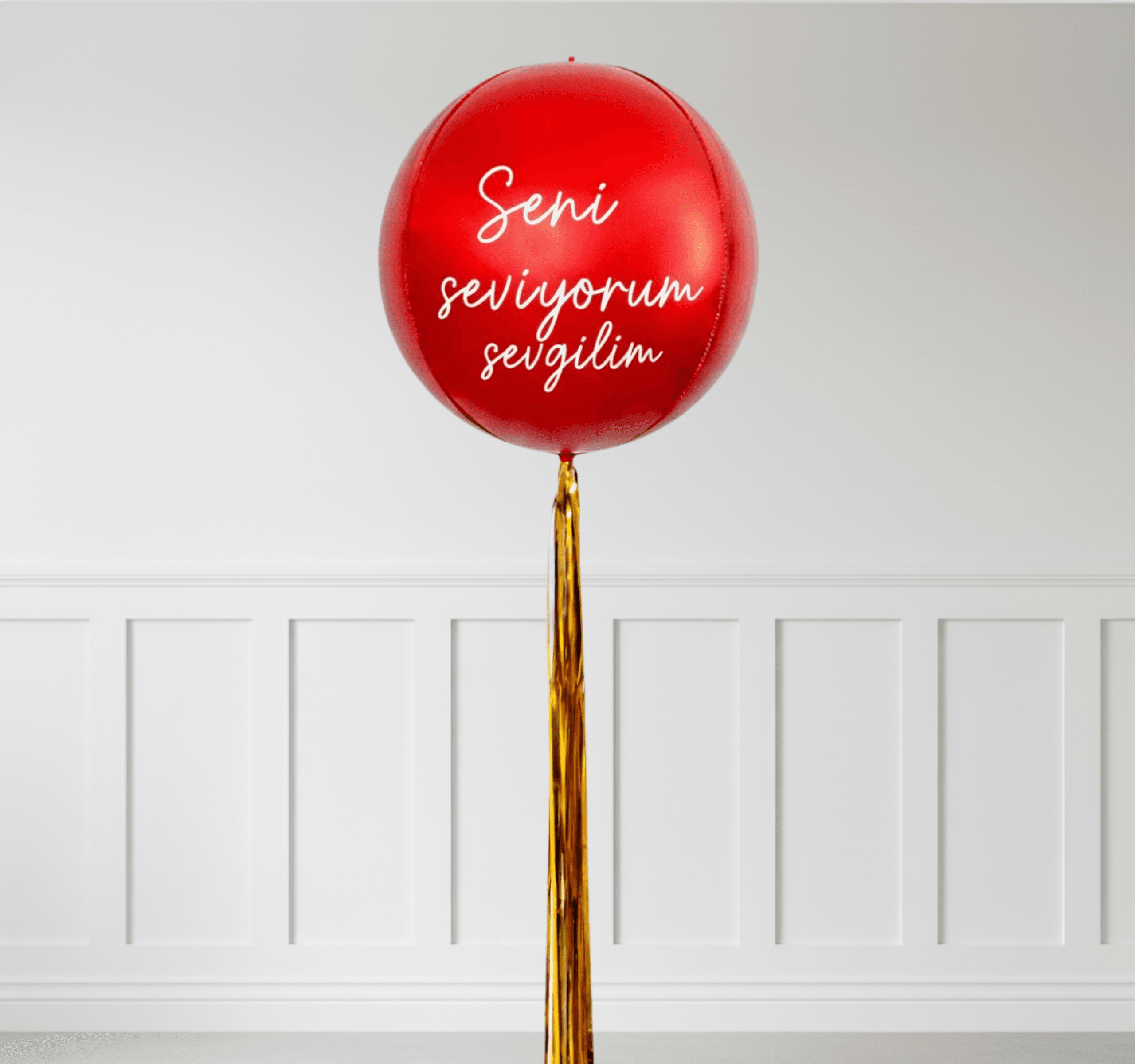 Kırmızı Orb (Küre) Folyo Balon 22” – Kişiye Özel Yazılı, Helyumlu Uyumlu
