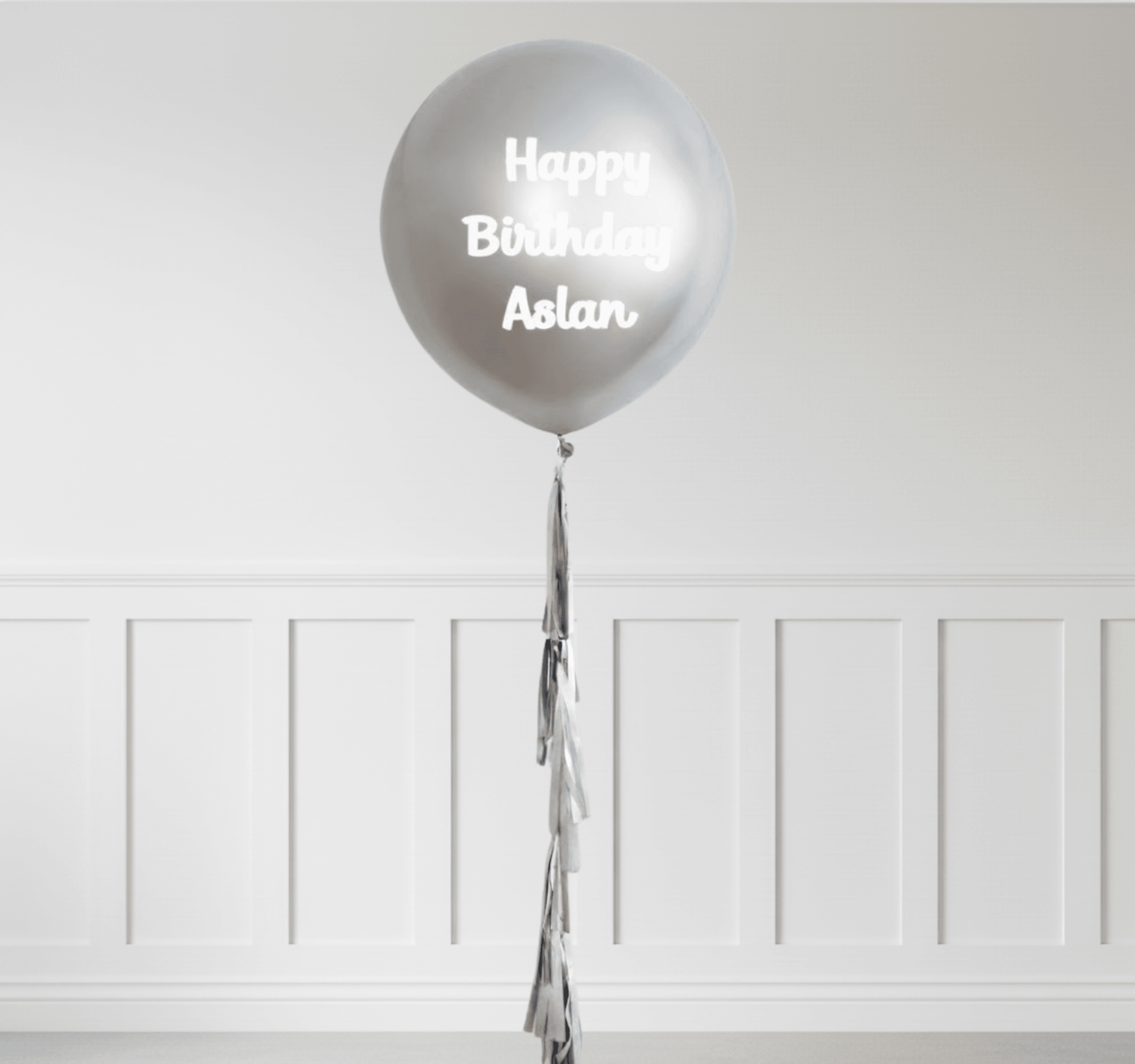 Gümüş Kişiye Özel Yazılı Helyumlu Yuvarlak Lateks Balon
