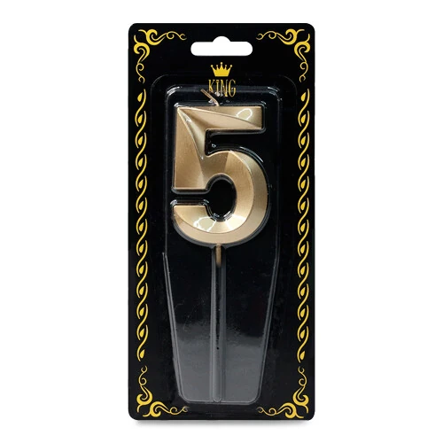 Gold '5' Rakam Mum – Doğum Günü & Yıl Dönümü Pastası İçin