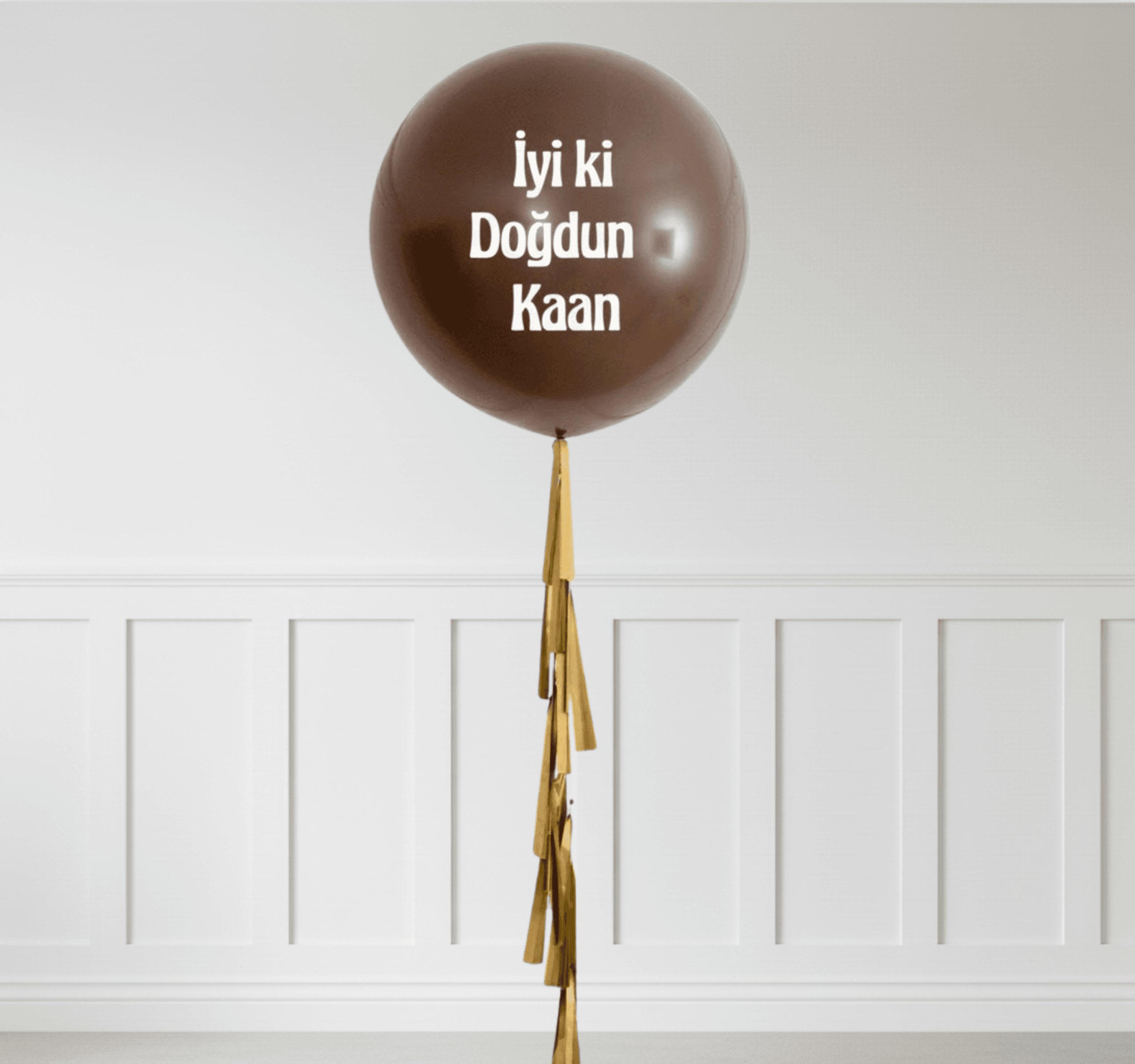 Kahverengi Kişiye Özel Yazılı Helyumlu Yuvarlak Lateks Balon