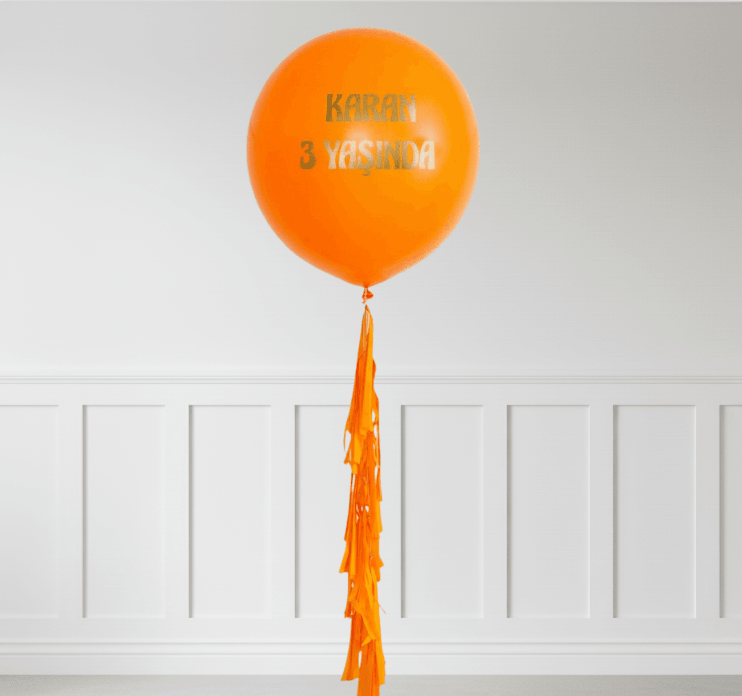 Turuncu Kişiye Özel Yazılı Helyumlu Yuvarlak Lateks Balon