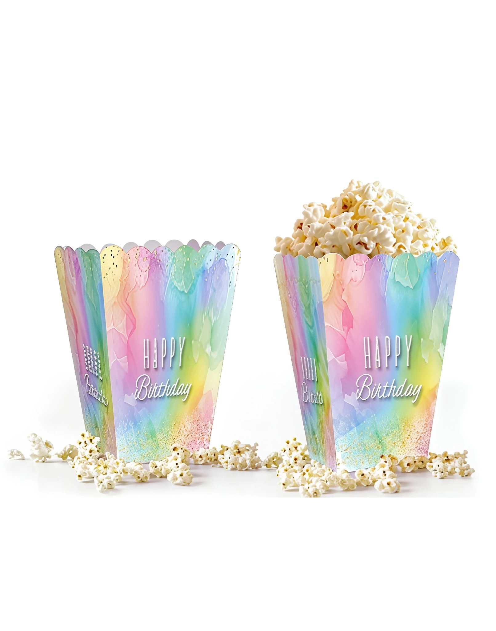 Makaron Happy Birthday Mısır (Popcorn) Kutusu 10’lu – Gıda Uyumlu Karton Parti Kutusu