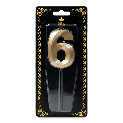 Gold '6' Rakam Mum – Doğum Günü & Yıl Dönümü Pastası İçin