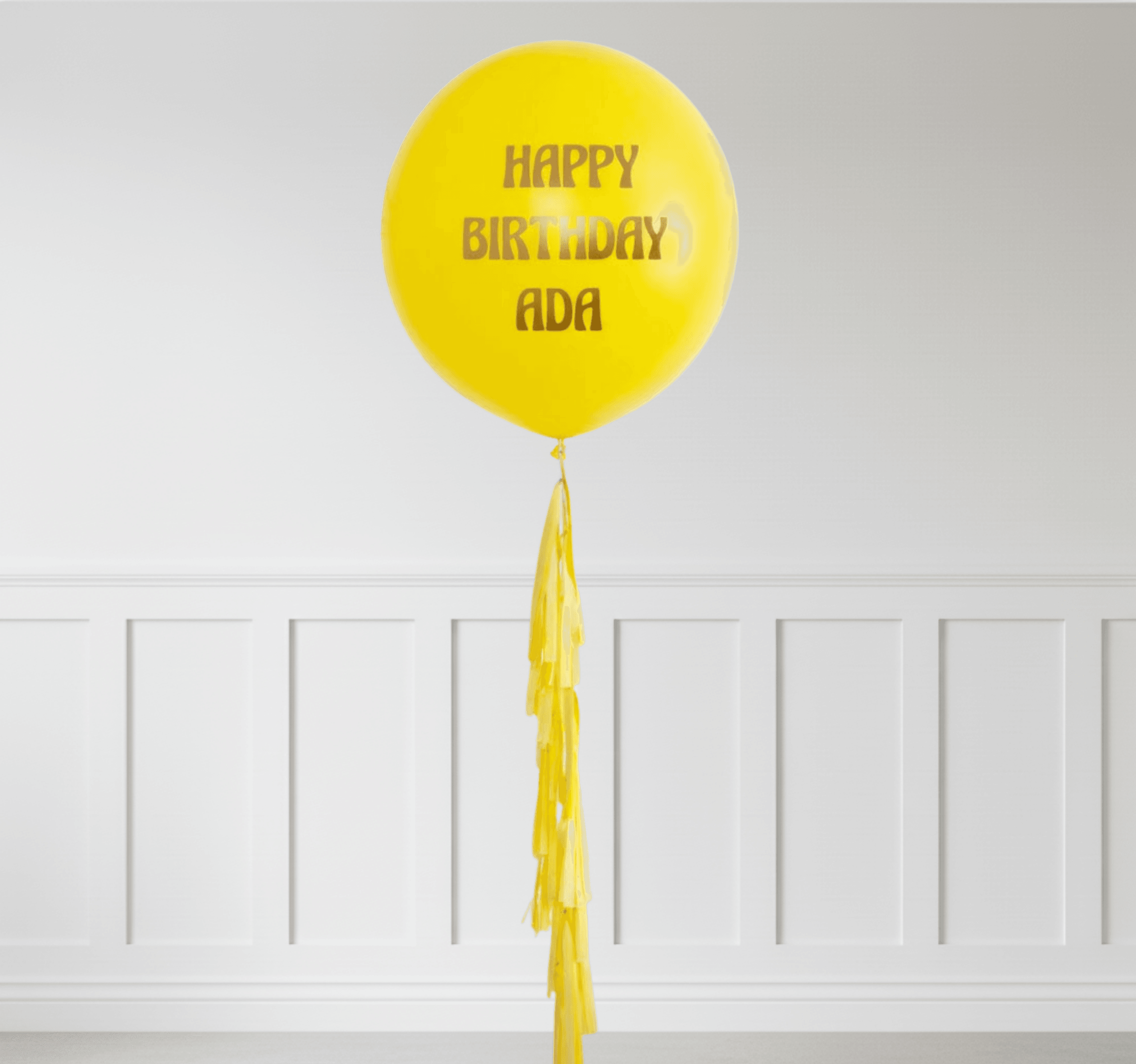 Sarı Kişiye Özel Yazılı Helyumlu Yuvarlak Lateks Balon