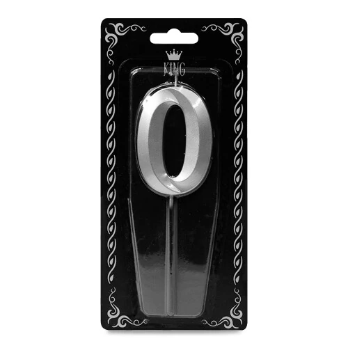 Gümüş '0' Rakam Mum – Doğum Günü & Yıl Dönümü Pastası İçin