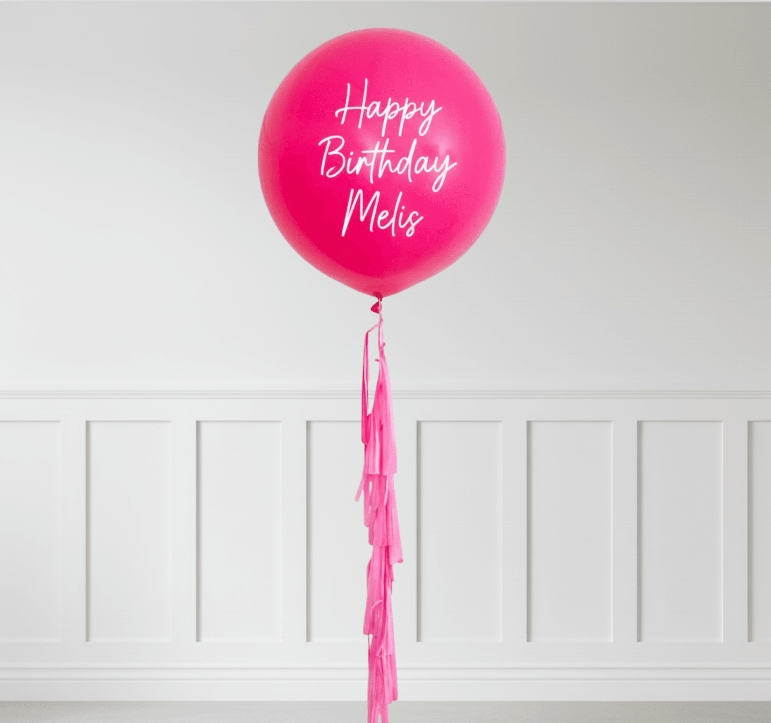 Fuşya Pembe Kişiye Özel Yazılı Helyumlu Yuvarlak Lateks Balon