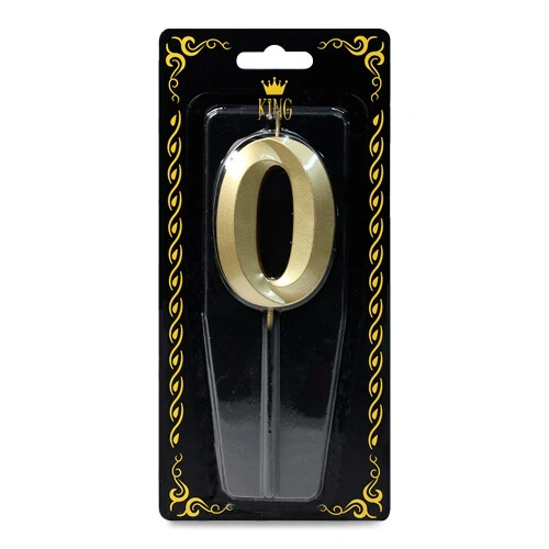 Gold '0' Rakam Mum – Doğum Günü & Yıl Dönümü Pastası İçin