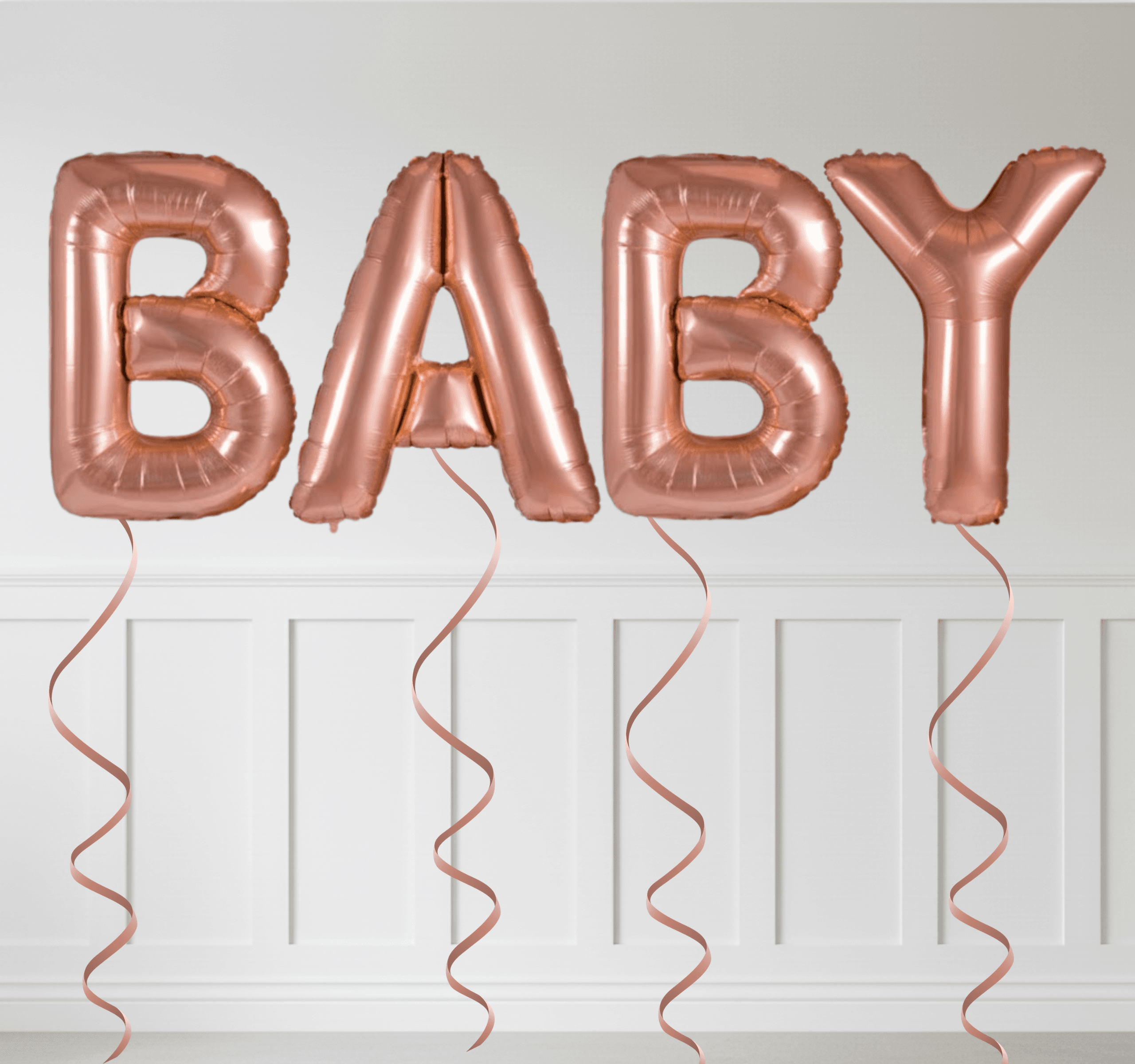 BABY Rose Gold Folyo Yazı Balonu – Helyumlu Arka Plan Dekoru