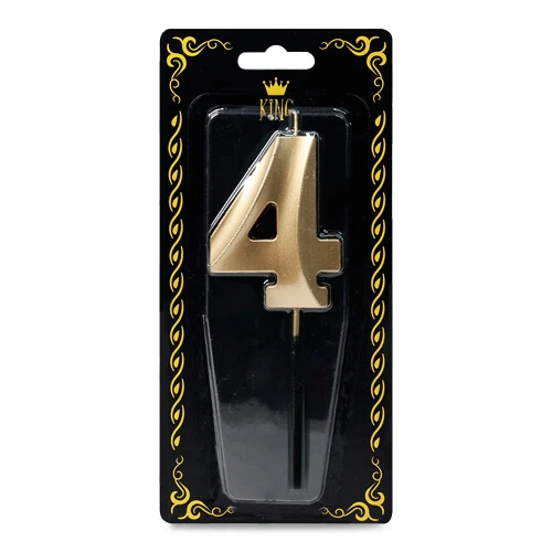 Gold '4' Rakam Mum – Doğum Günü & Yıl Dönümü Pastası İçin