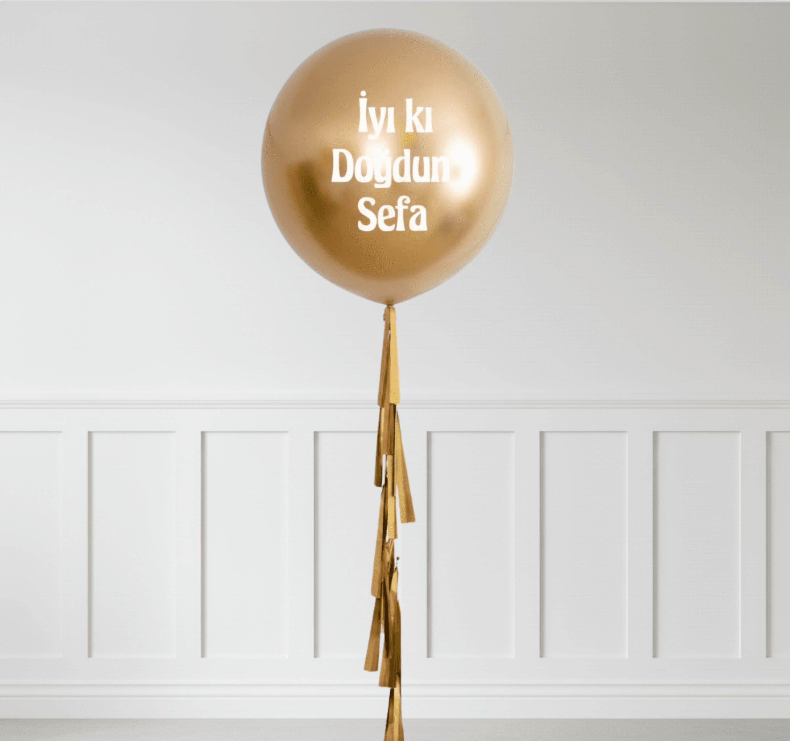 Gold Kişiye Özel Yazılı Helyumlu Yuvarlak Lateks Balon