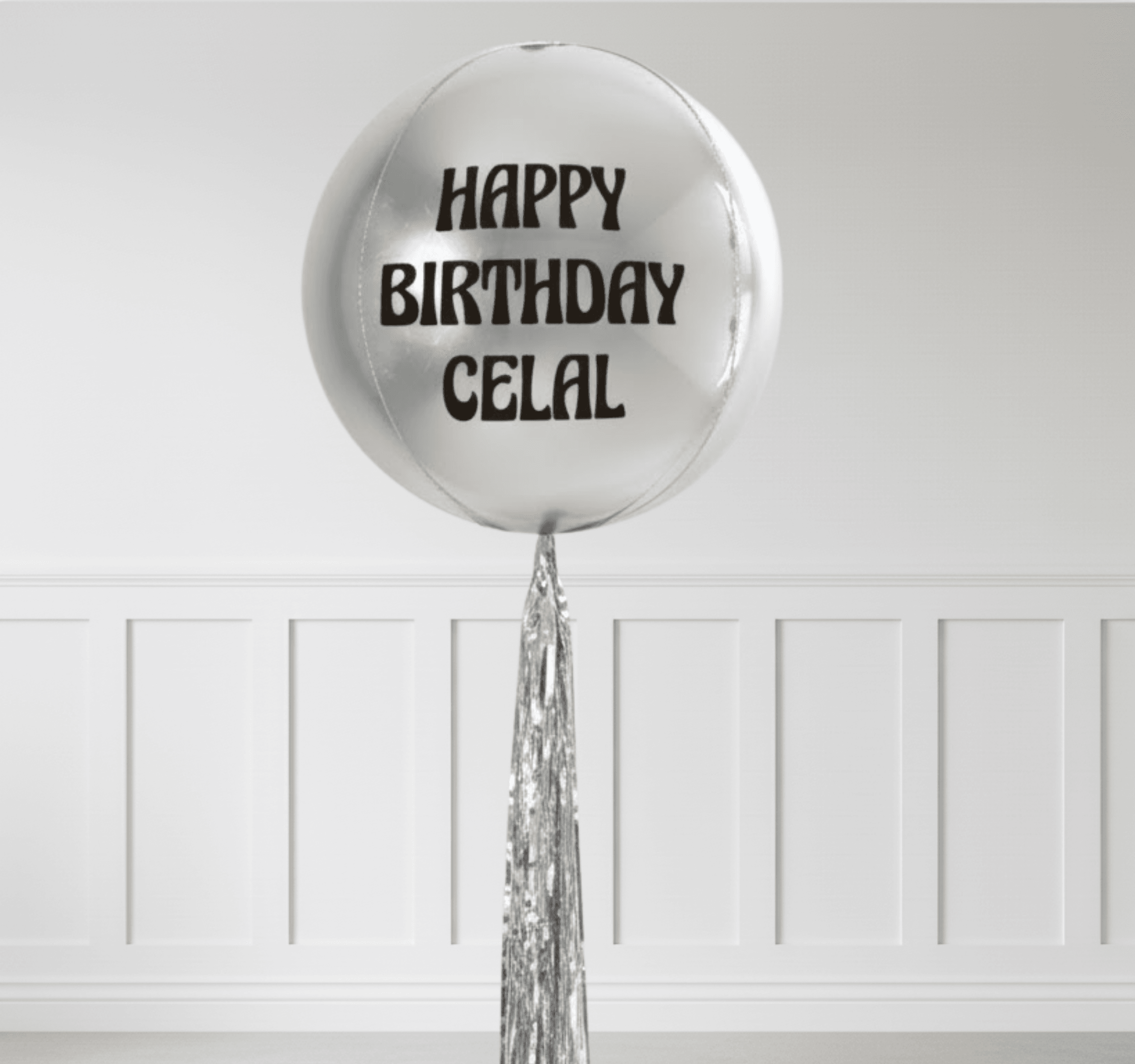 Gümüş Orb (Küre) Folyo Balon 22” – Kişiye Özel Yazılı, Helyumlu Uyumlu