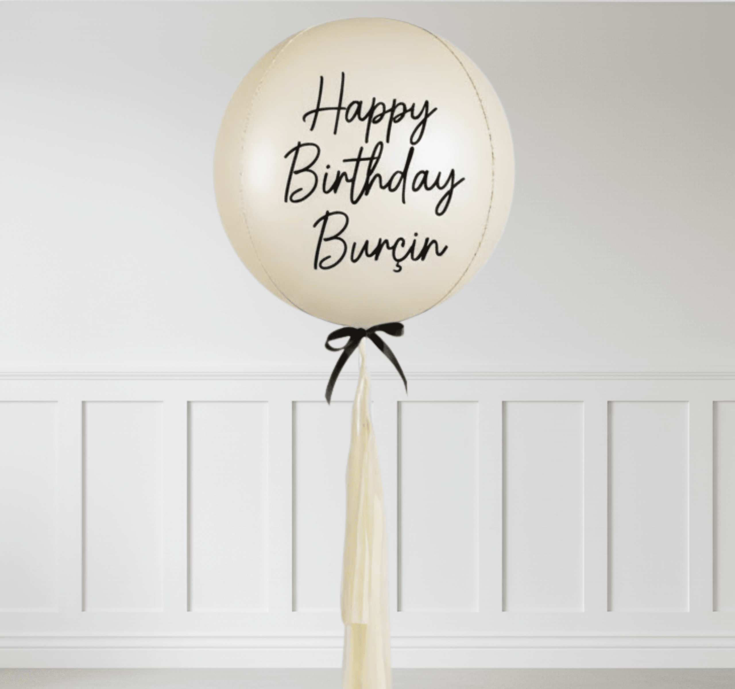Krem Orb (Küre) Folyo Balon 22” – Kişiye Özel Yazılı, Helyumlu Uyumlu