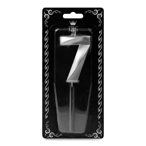 Gümüş '7' Rakam Mum – Doğum Günü & Yıl Dönümü Pastası İçin