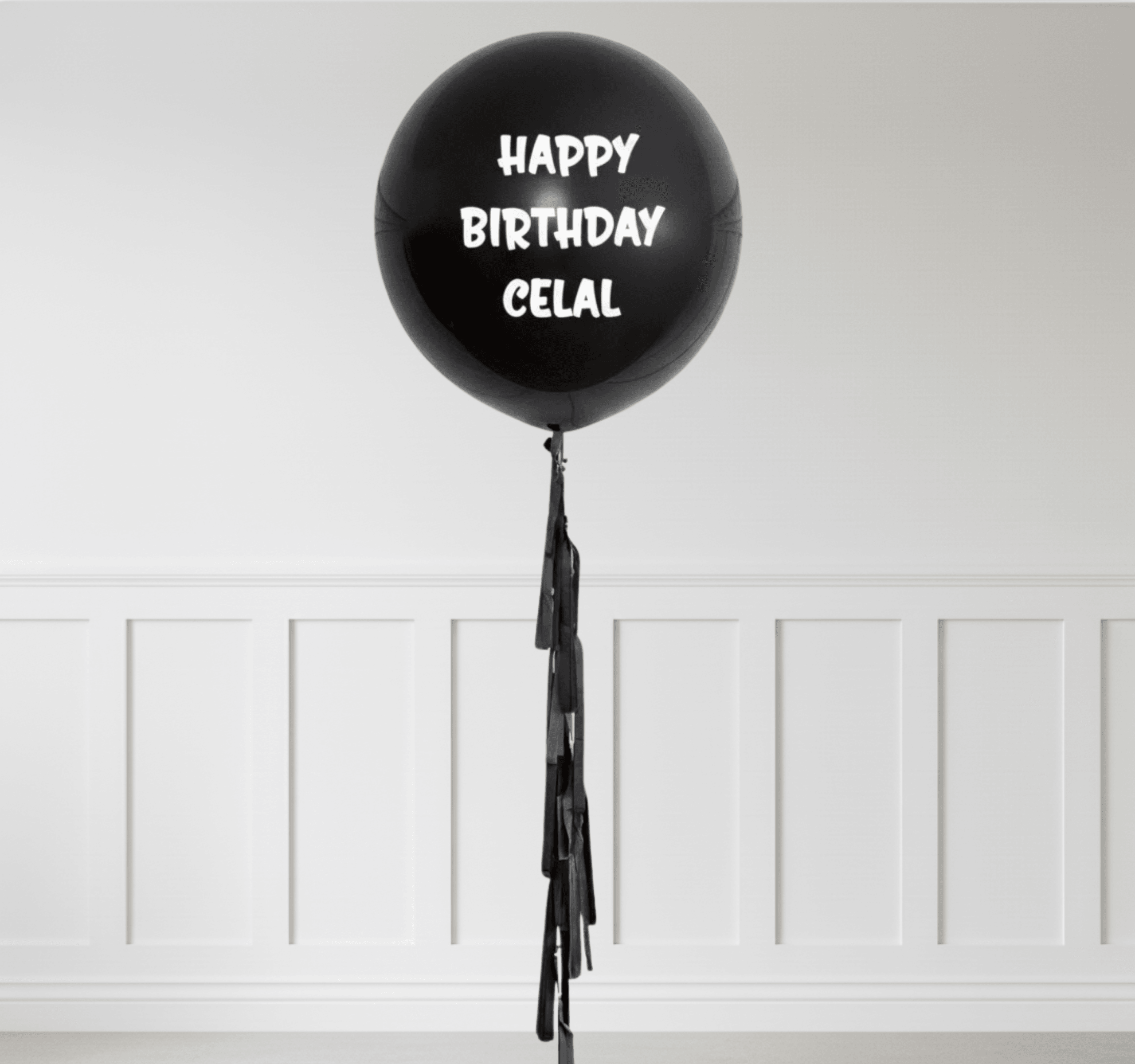 Siyah Kişiye Özel Yazılı Helyumlu Yuvarlak Lateks Balon